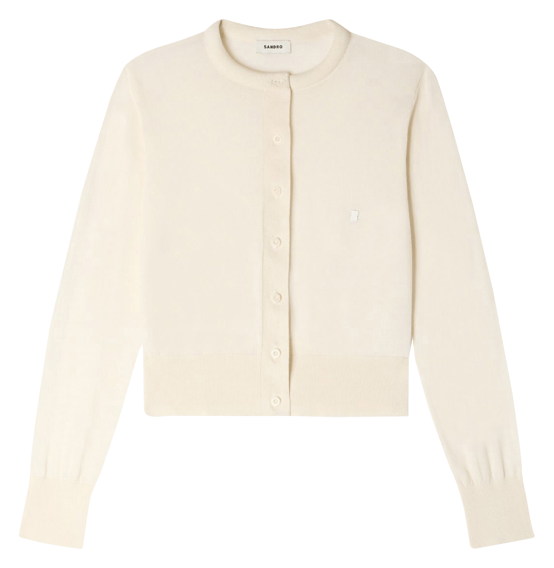 Cardigan court uni à broderie SANDRO Beige