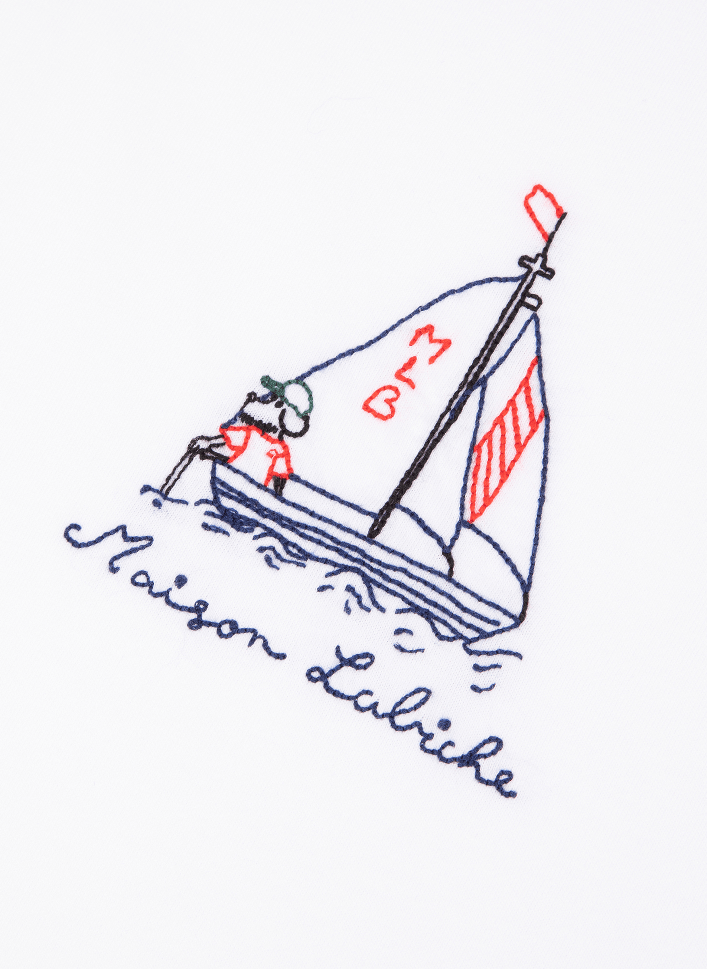 T-shirt Popincourt brodé en coton biologique  MAISON LABICHE Blanc