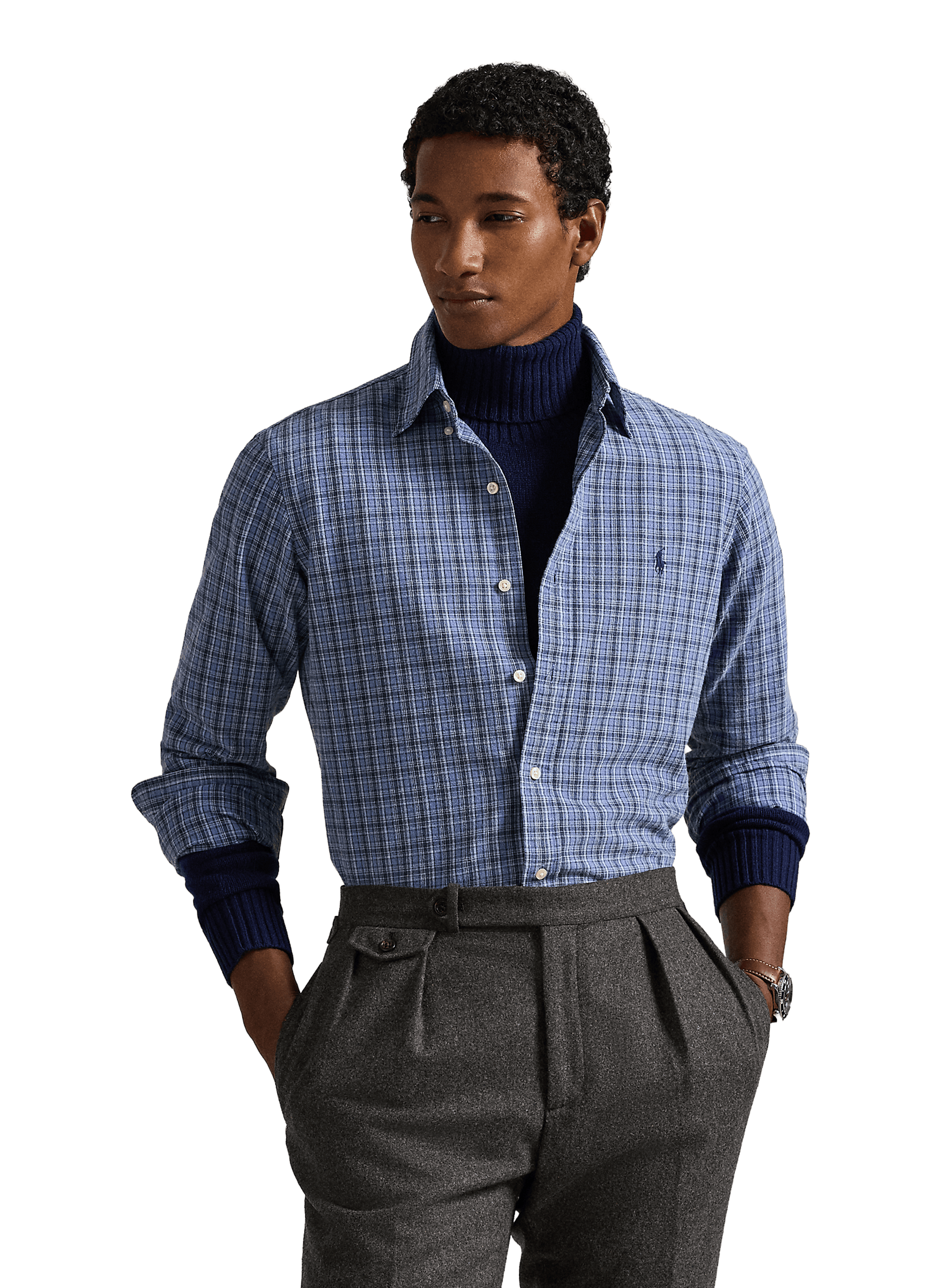 Chemise à carreaux en coton POLO RALPH LAUREN Bleu