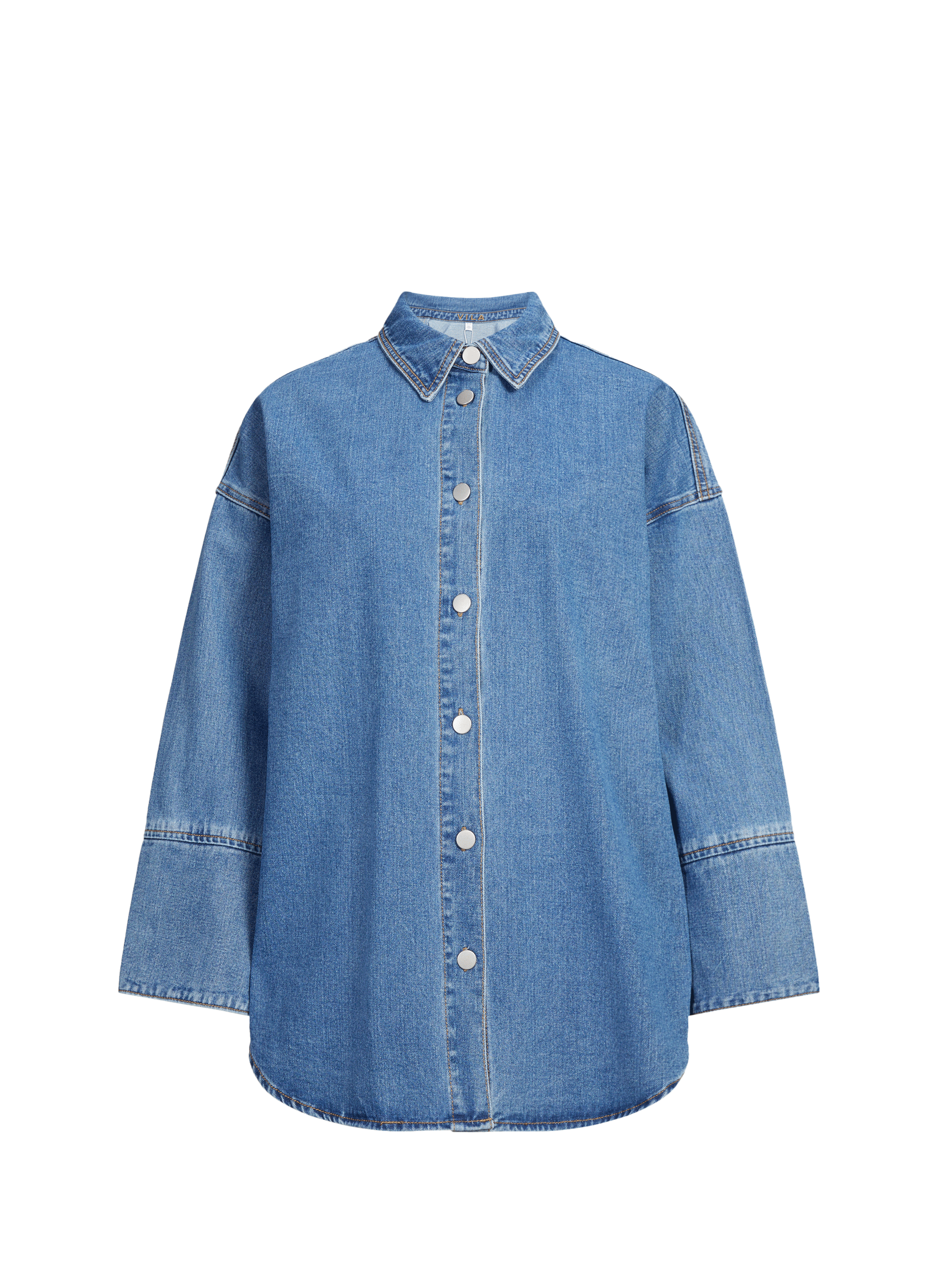 Vimalou lace-up denim cotton shirt VILA Blue