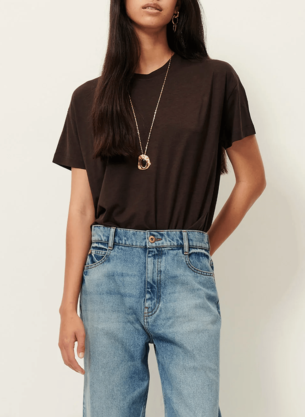Tee-shirt oversize col rond too SESSUN Marron