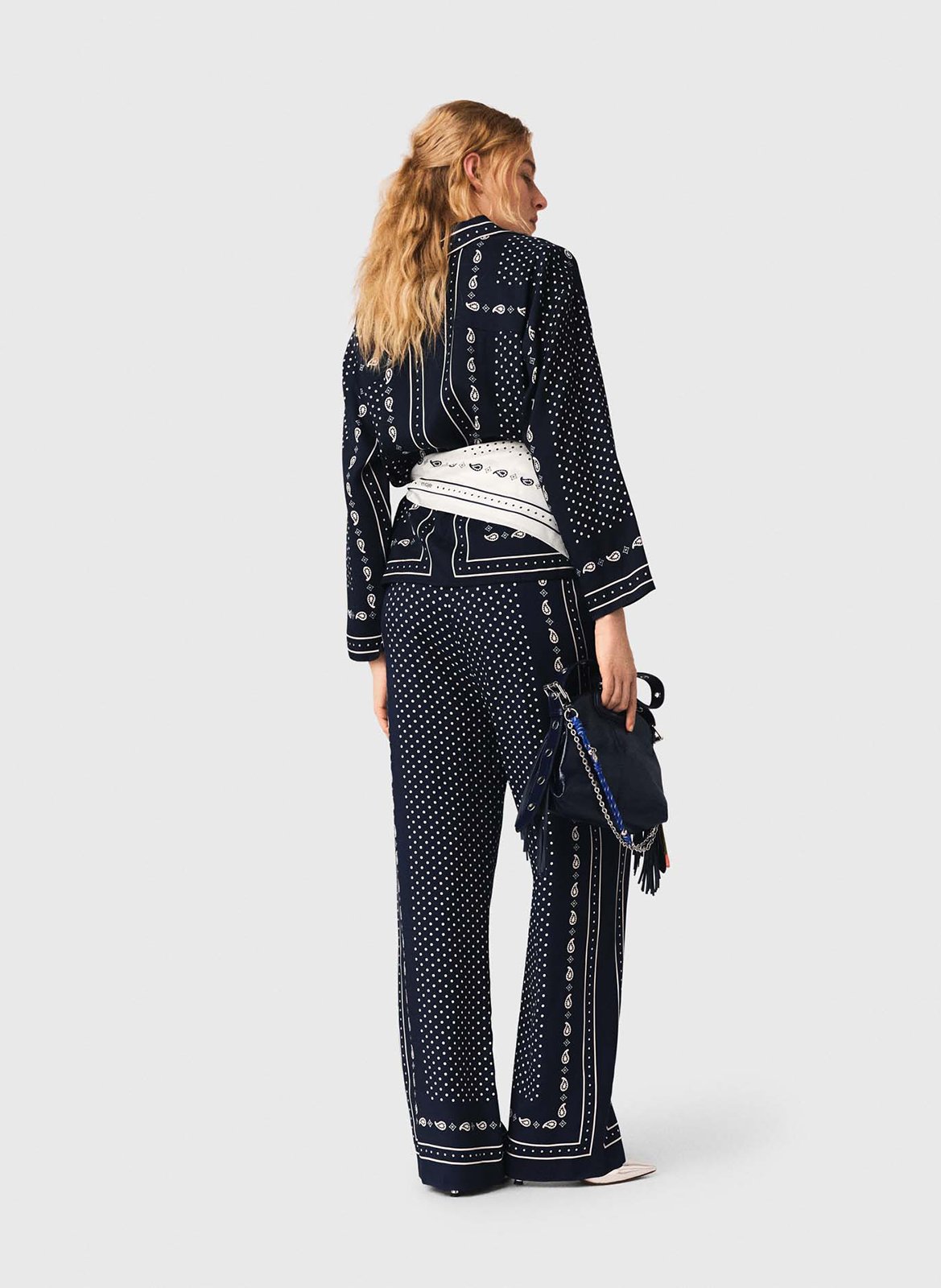 Pantalon large fluide MAJE Bleu