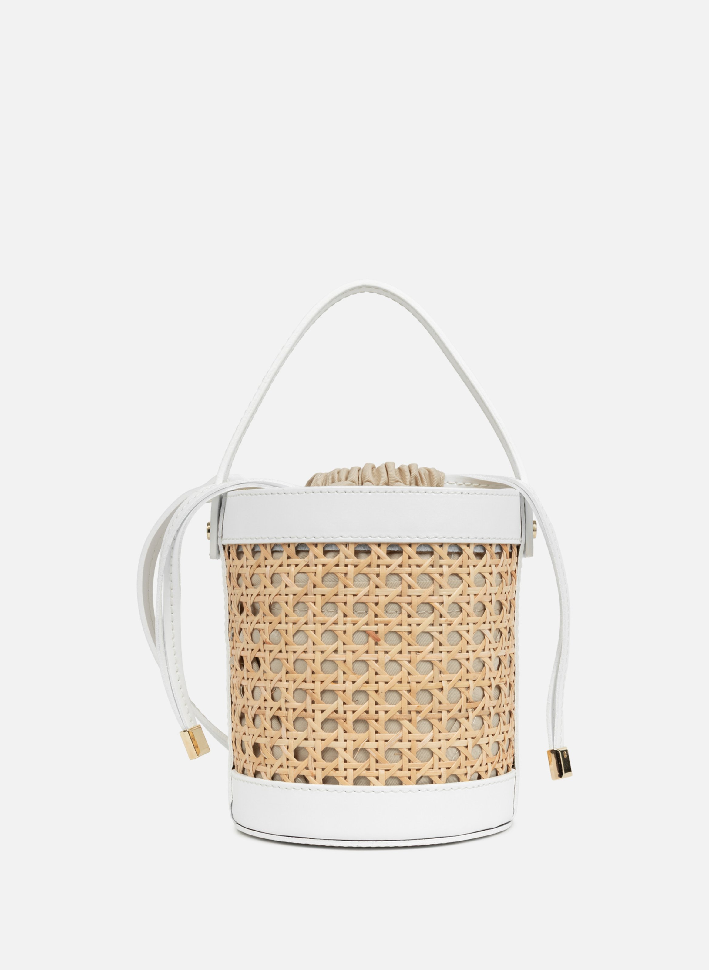 Petit sac seau - cannage rotin LANCASTER Blanc