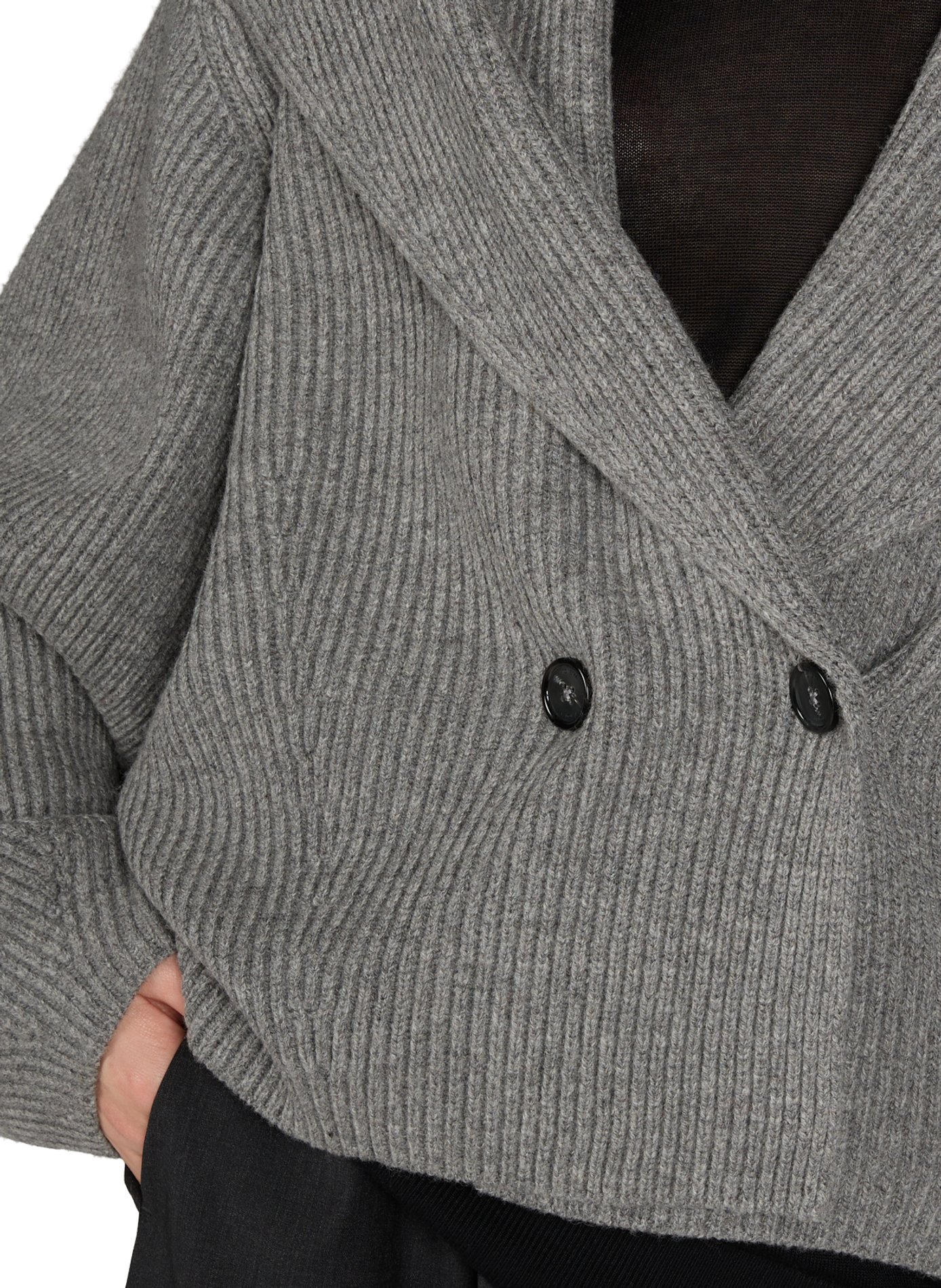 Cardigan à capuche en laine TOTEME Gris