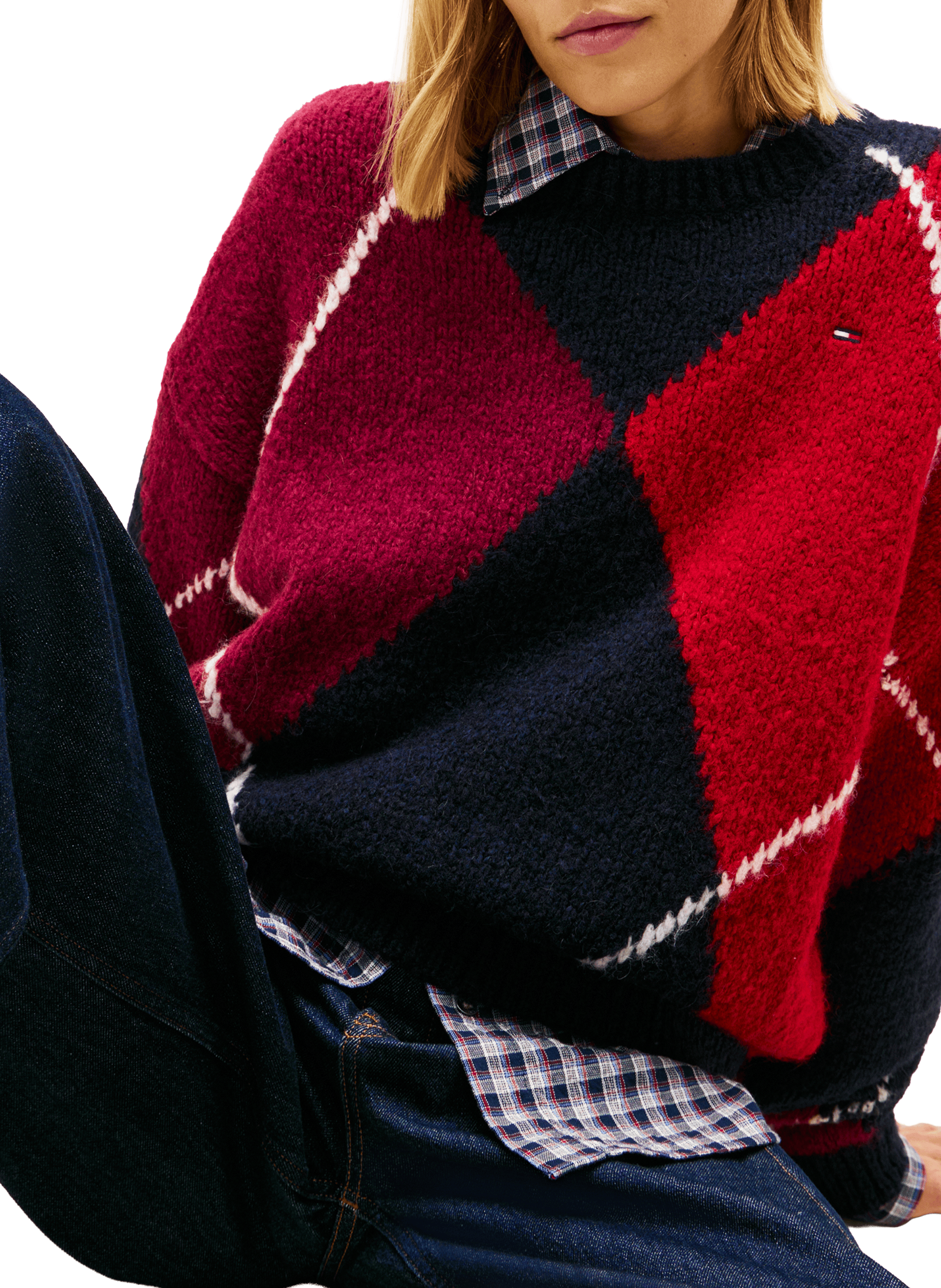 Pull imprimé à losanges TOMMY HILFIGER Bleu