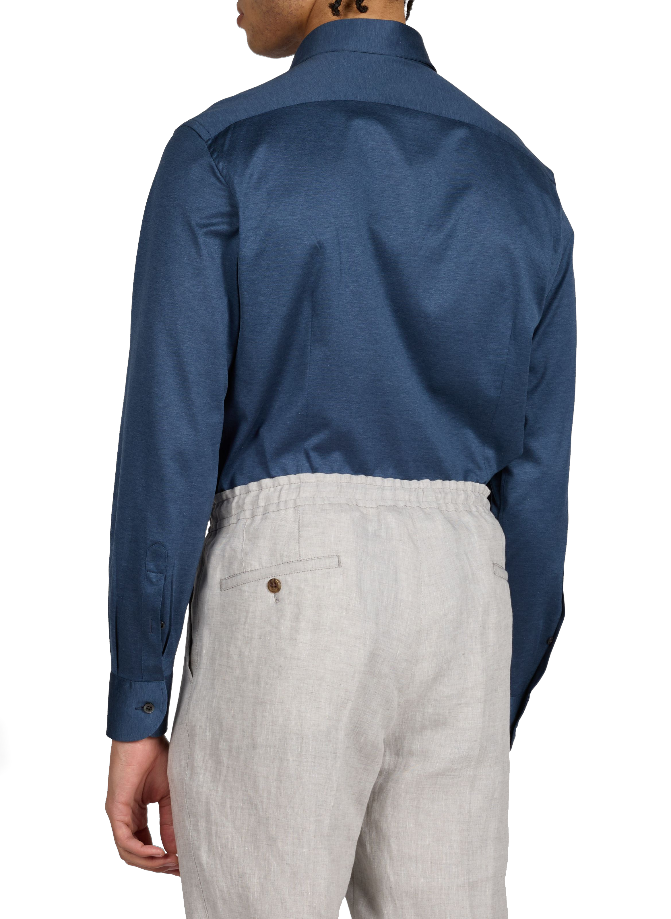 Straight Satin Cotton Shirt CORNELIANI Blue