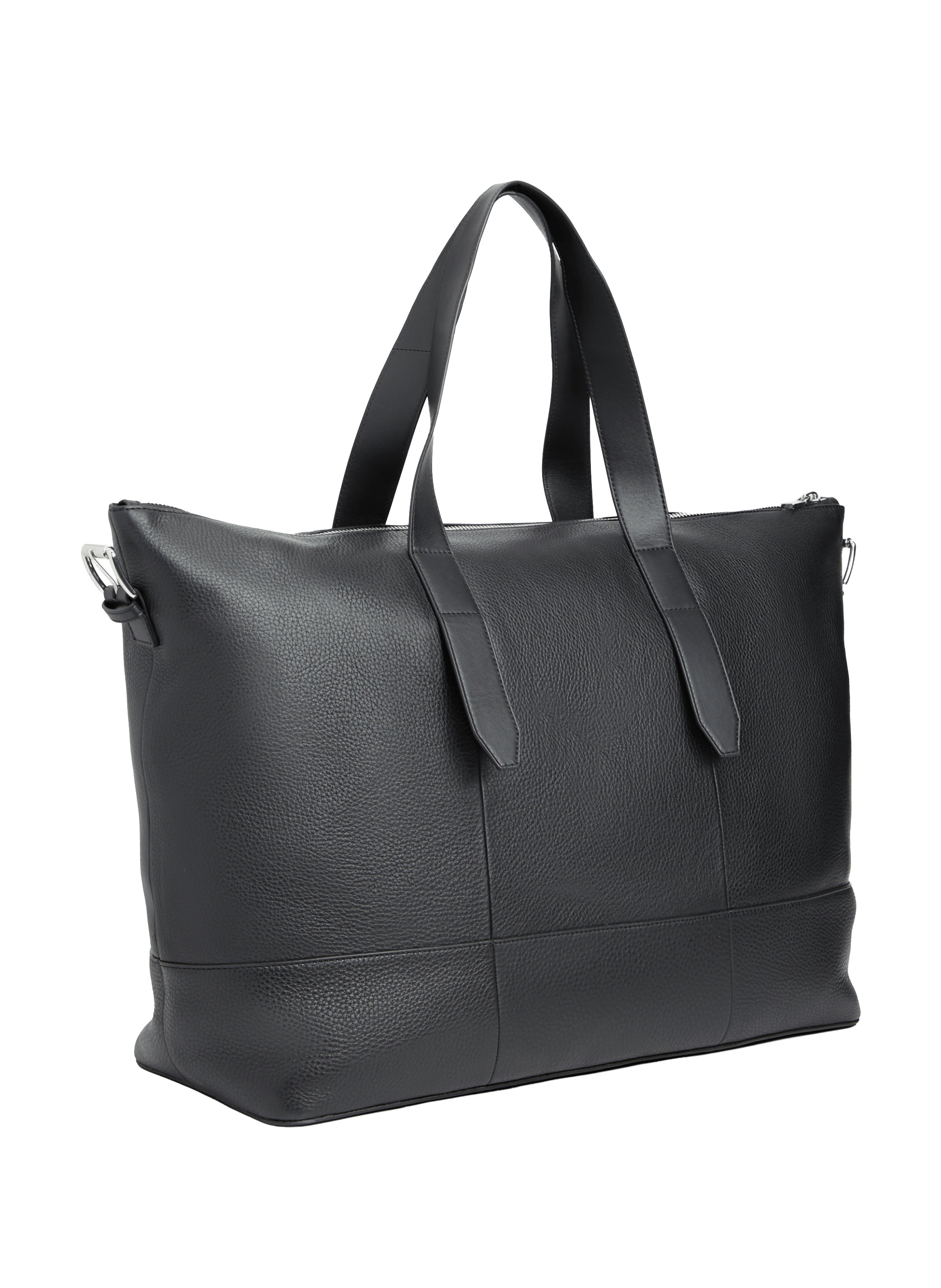 Leather weekend shoulder bag TOMMY HILFIGER Black