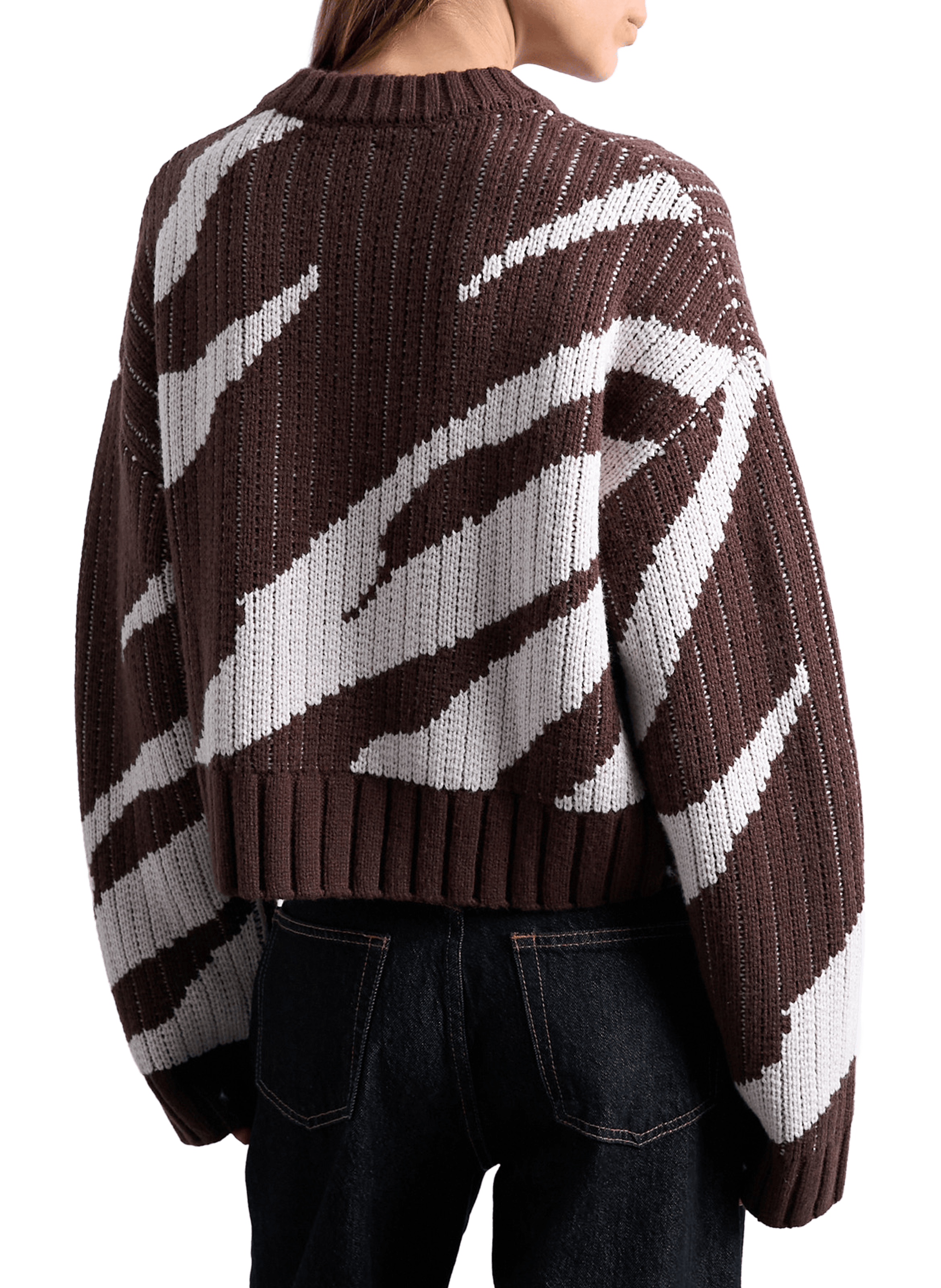 Oversized round neck sweater TOPSHOP Brown