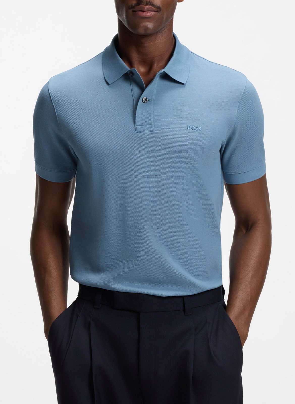 Polo manches courtes droit uni BOSS Bleu