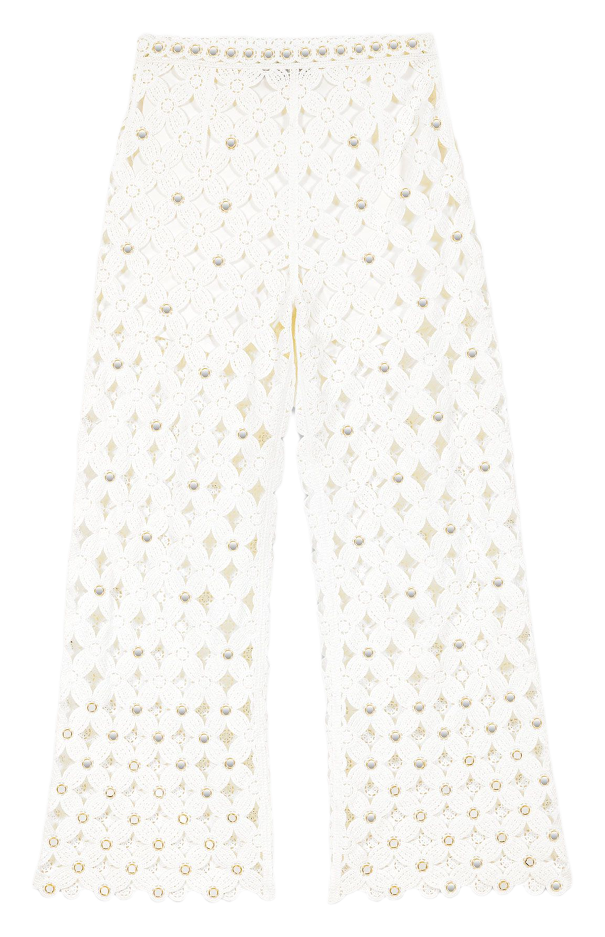 Pantalon évasé en crochet MAJE Blanc
