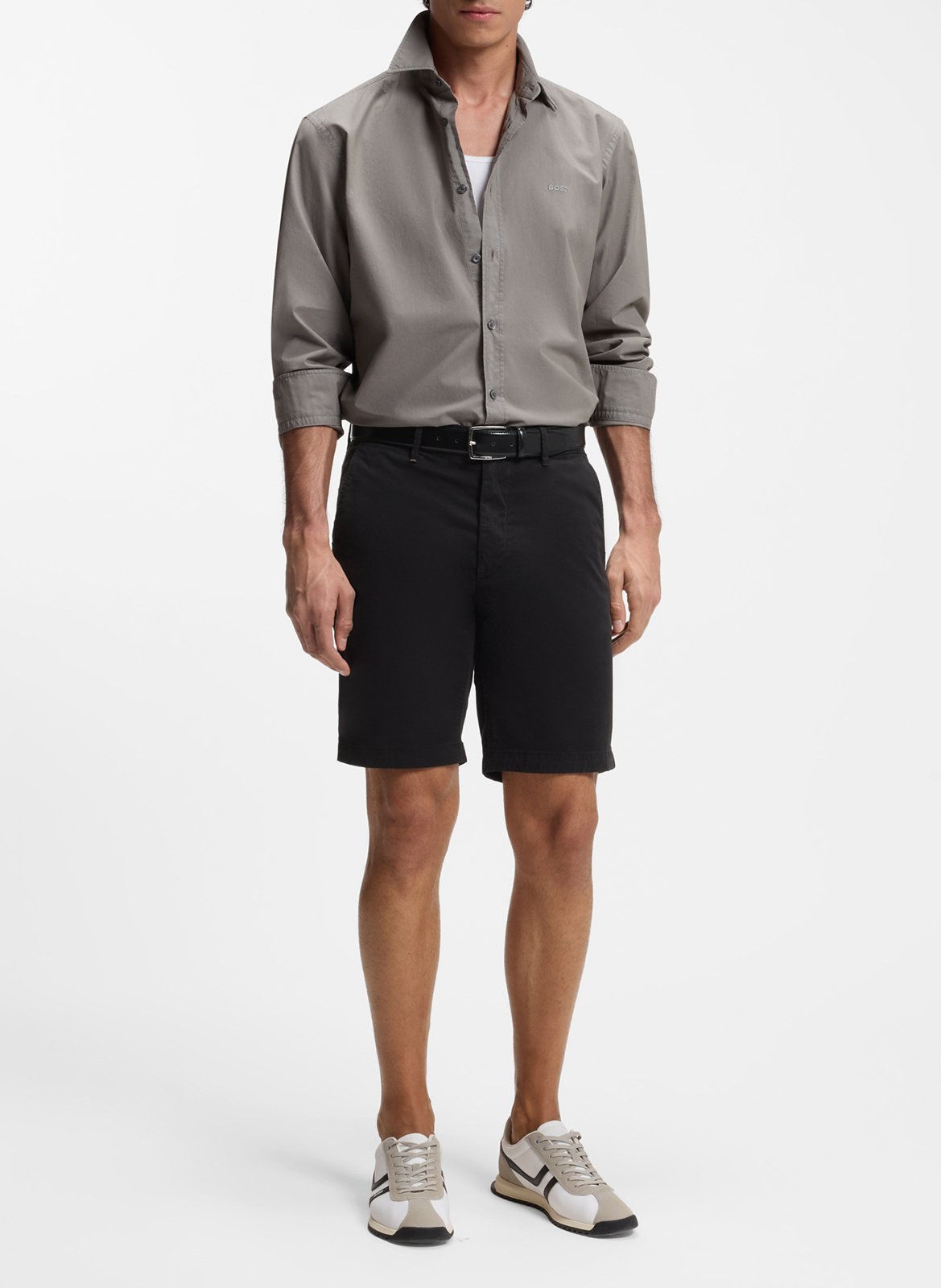 Short droit en coton mélangé BOSS Noir