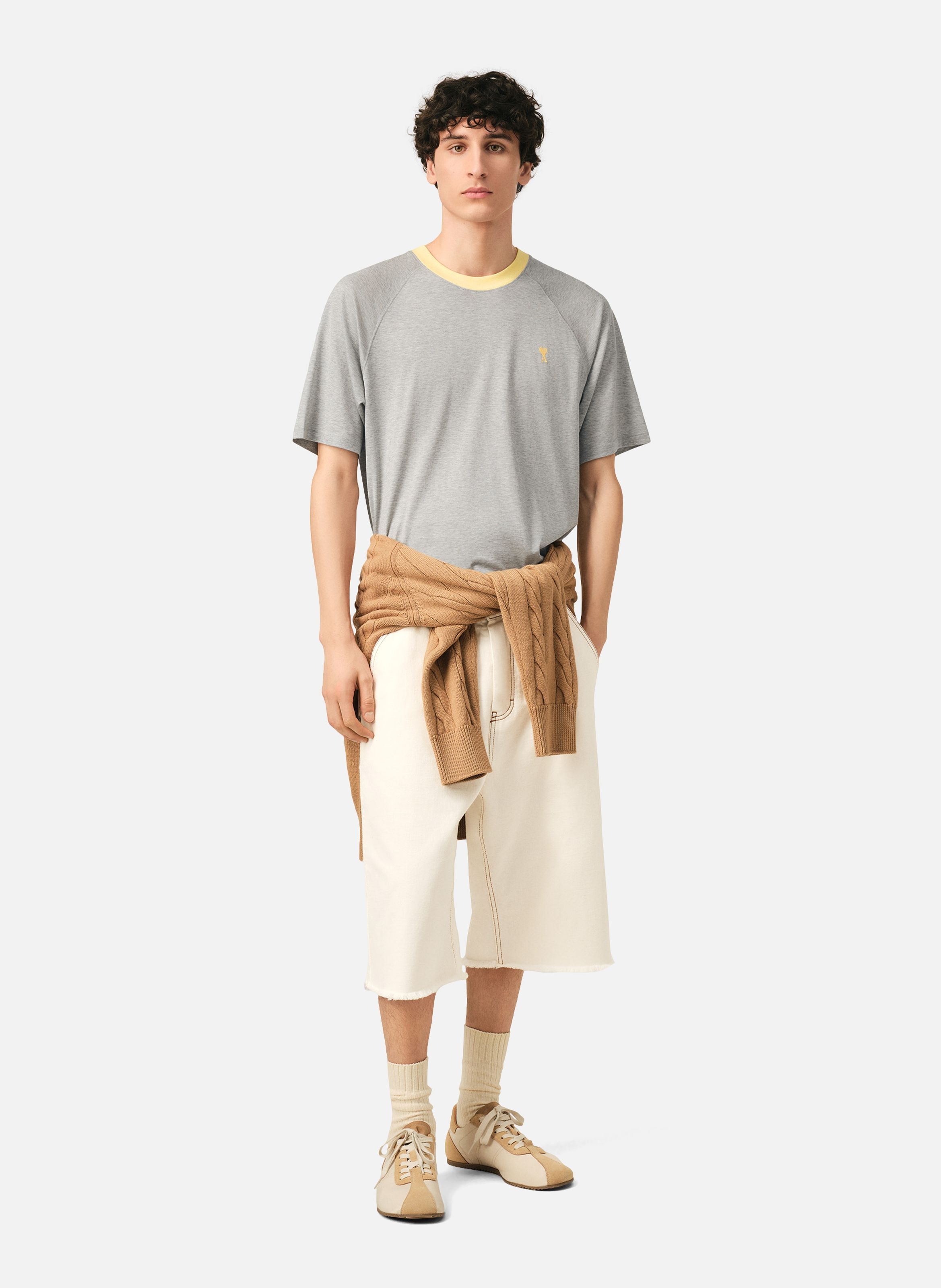 T-shirt ami de coeur en coton AMI PARIS Gris