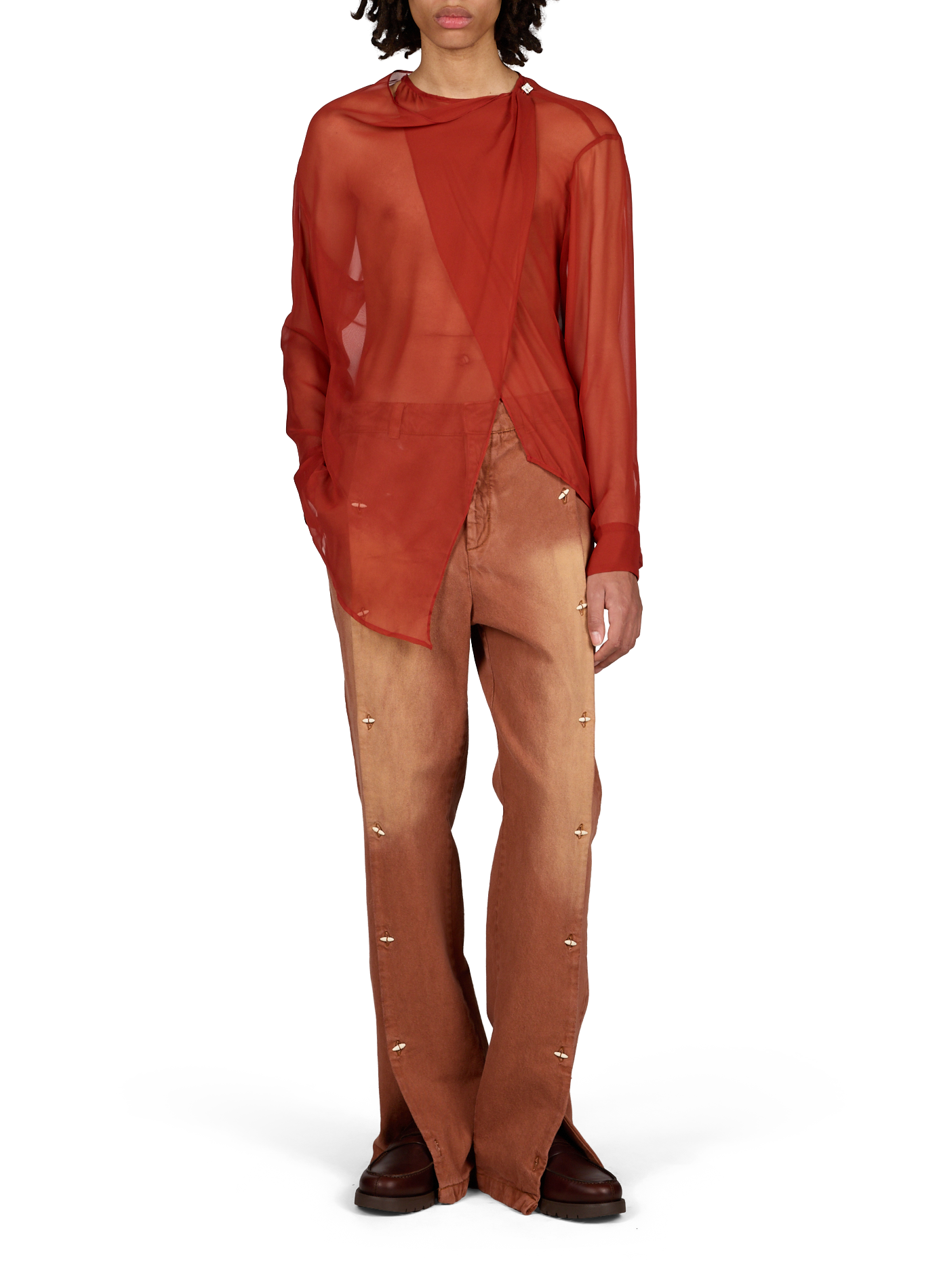 Buttoned-leg cotton jeans CAMPILLO Brown