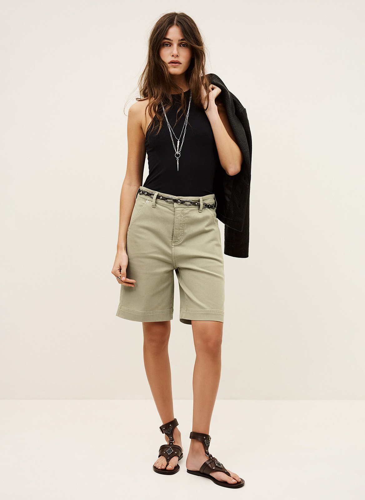 Bermuda en coton mélangé todd Kaki