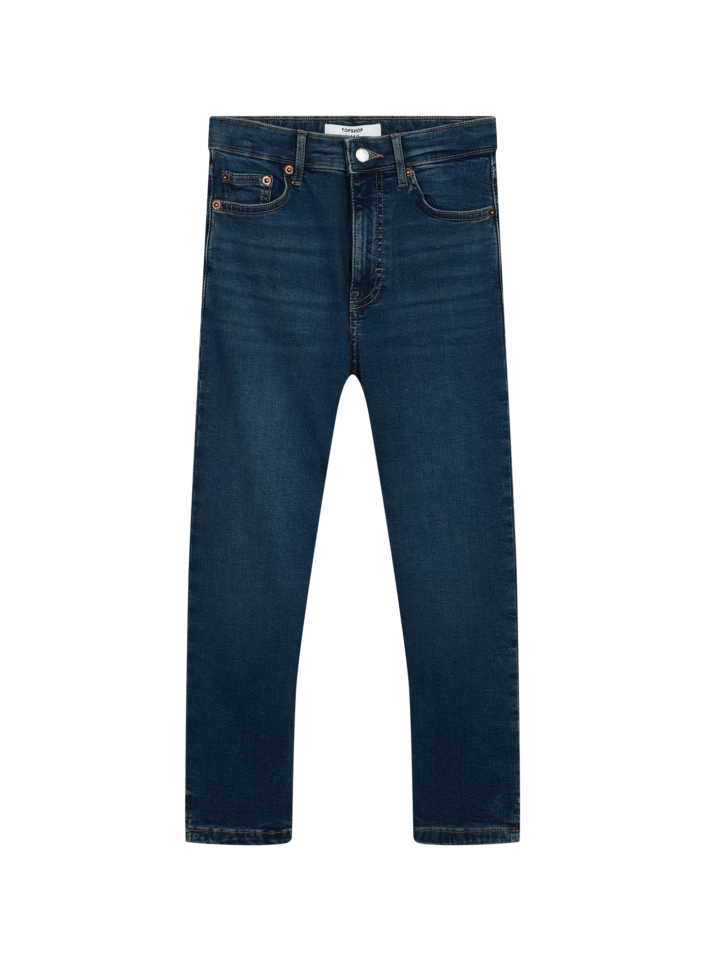 High-waisted cropped jeans in blended cotton TOPSHOP Blue