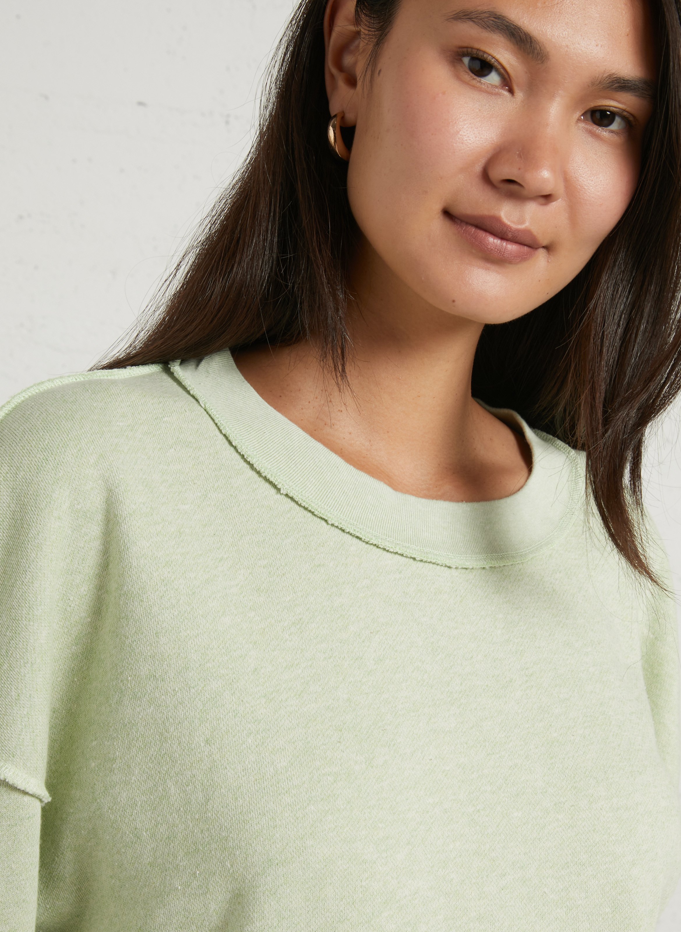 Sweat oversize col rond en coton dantown AMERICAN VINTAGE Vert