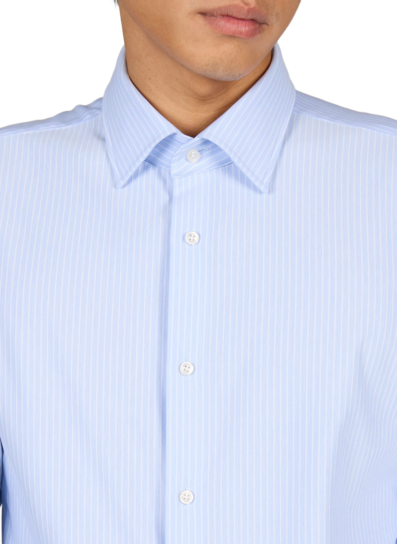 Chemise rayée à manches longues en coton mélangé BOSS Bleu
