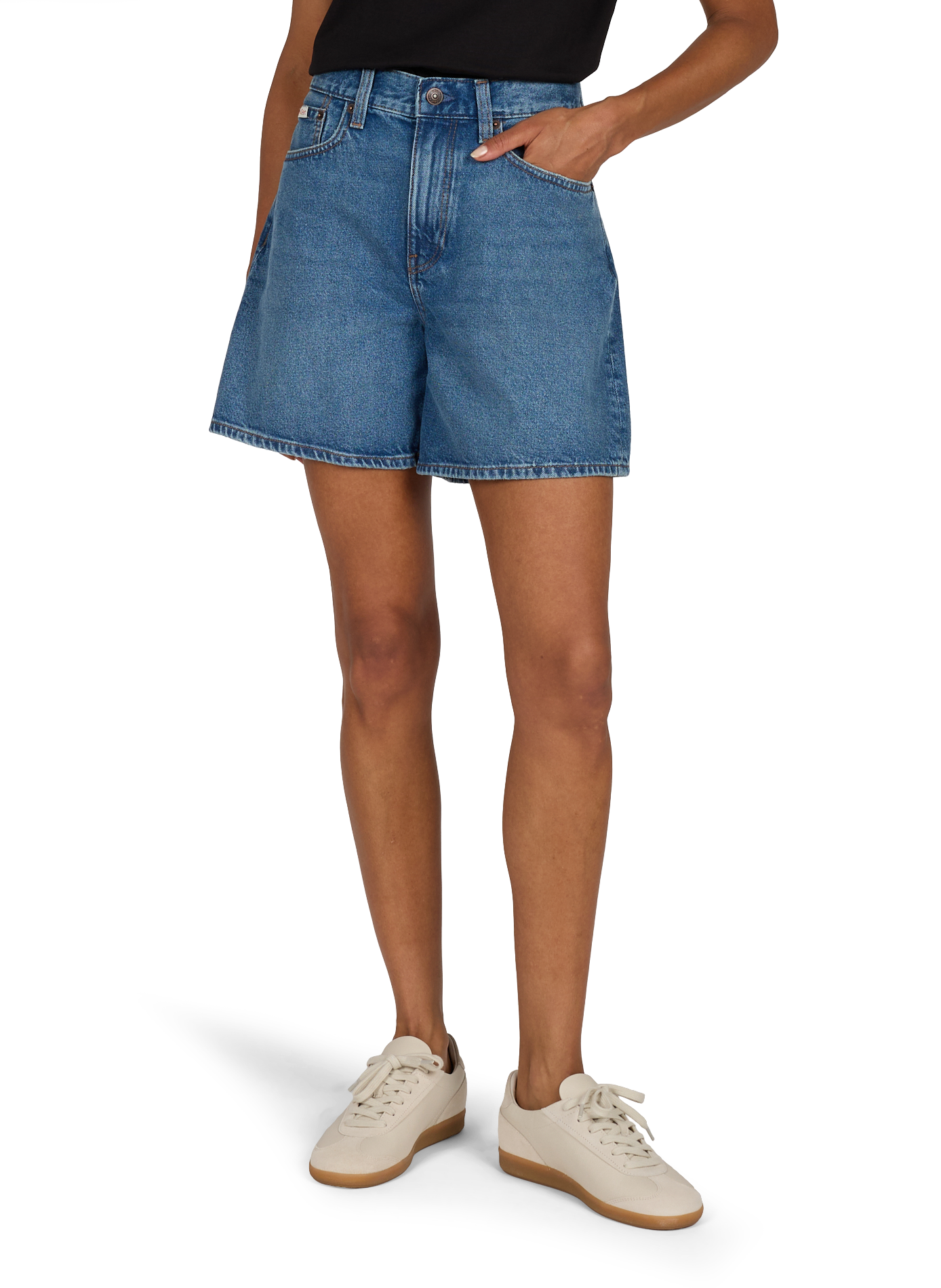 Short droit en denim de coton CALVIN KLEIN Bleu