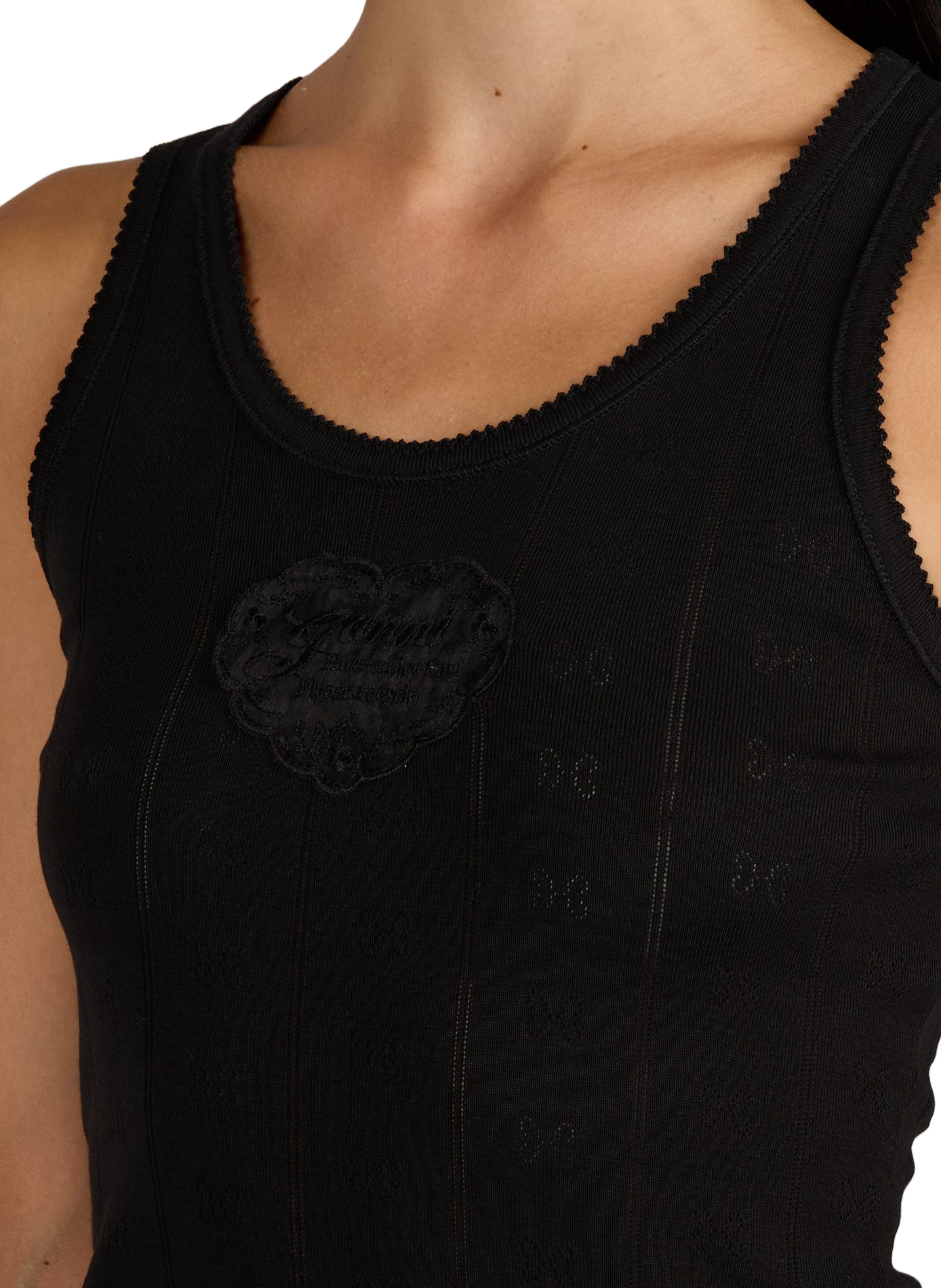 Débardeur à logo en coton GANNI Noir