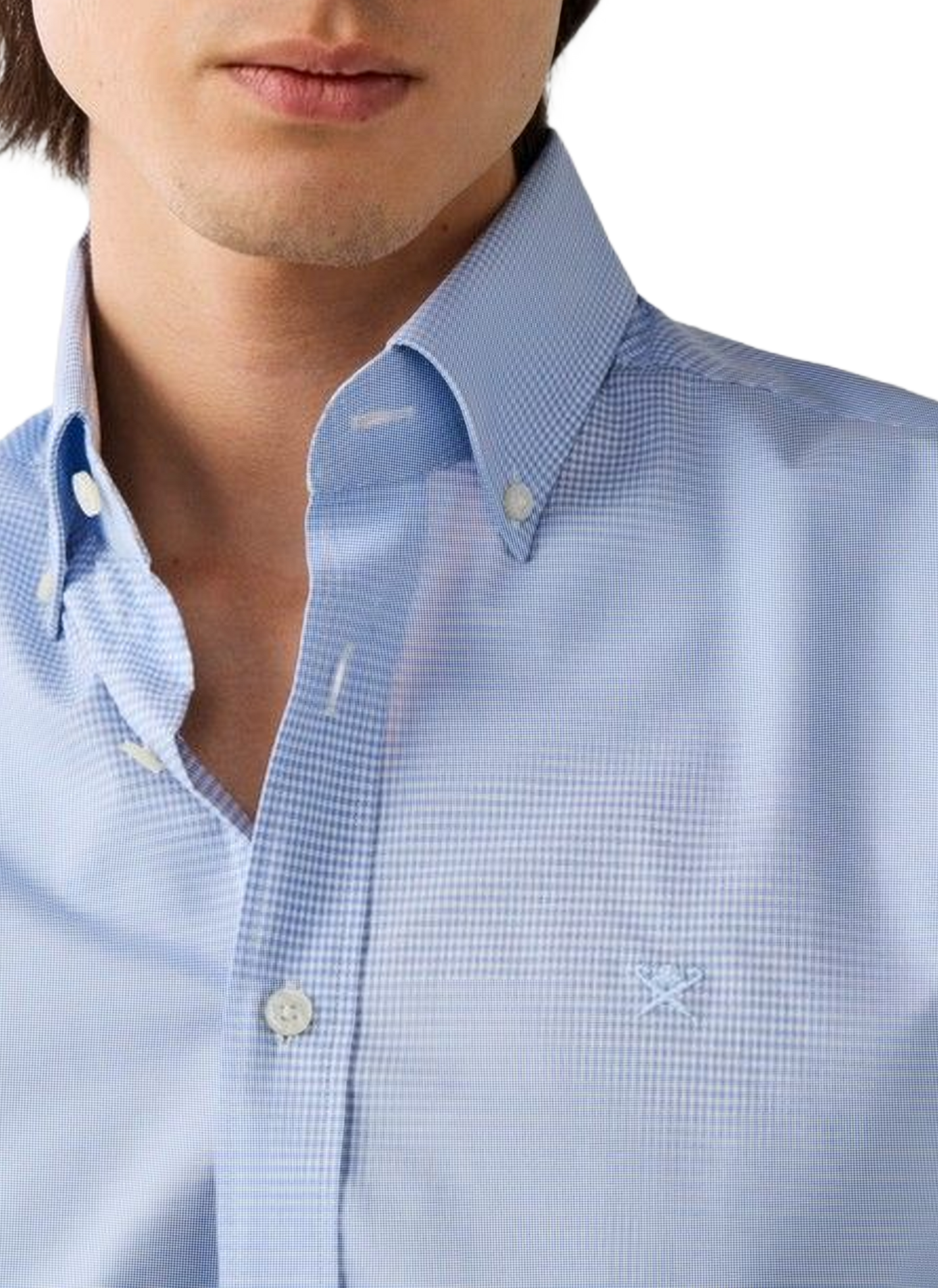 Slim checkered cotton shirt HACKETT Blue