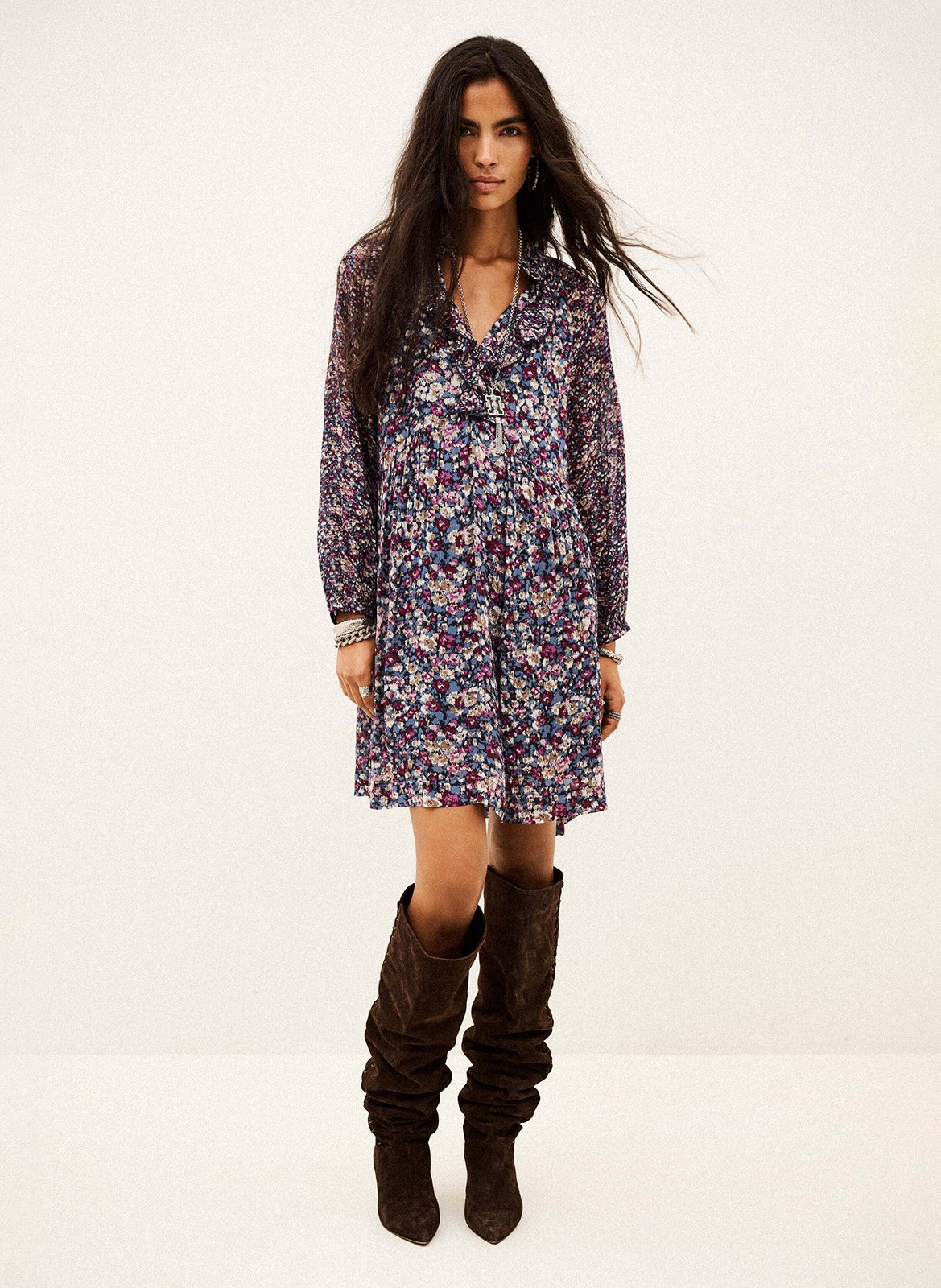 Robe courte ample imprimée kimia BA&SH Bleu