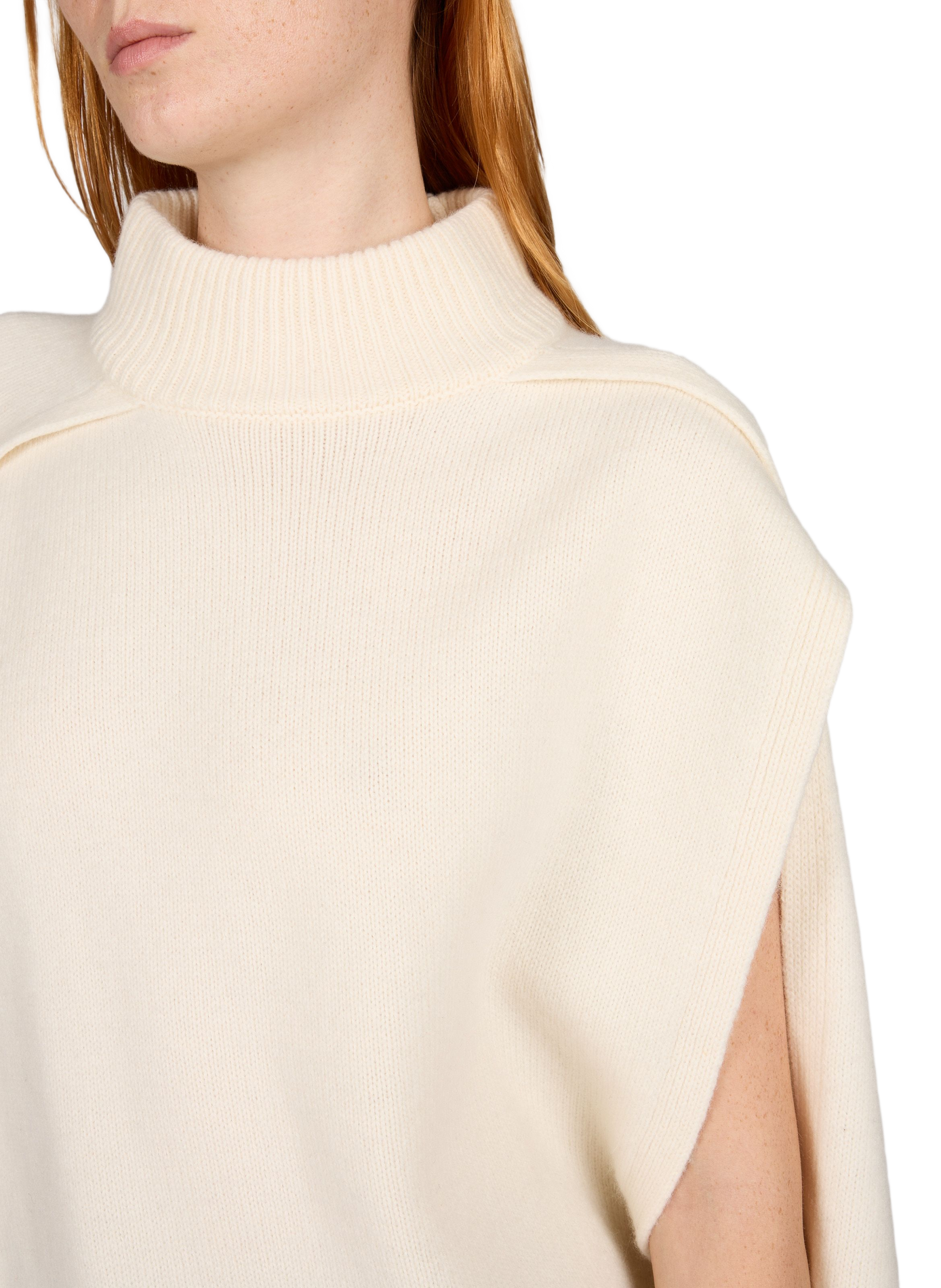 Weiter asymmetrischer Wollpullover SOURCE UNKNOWN Beige