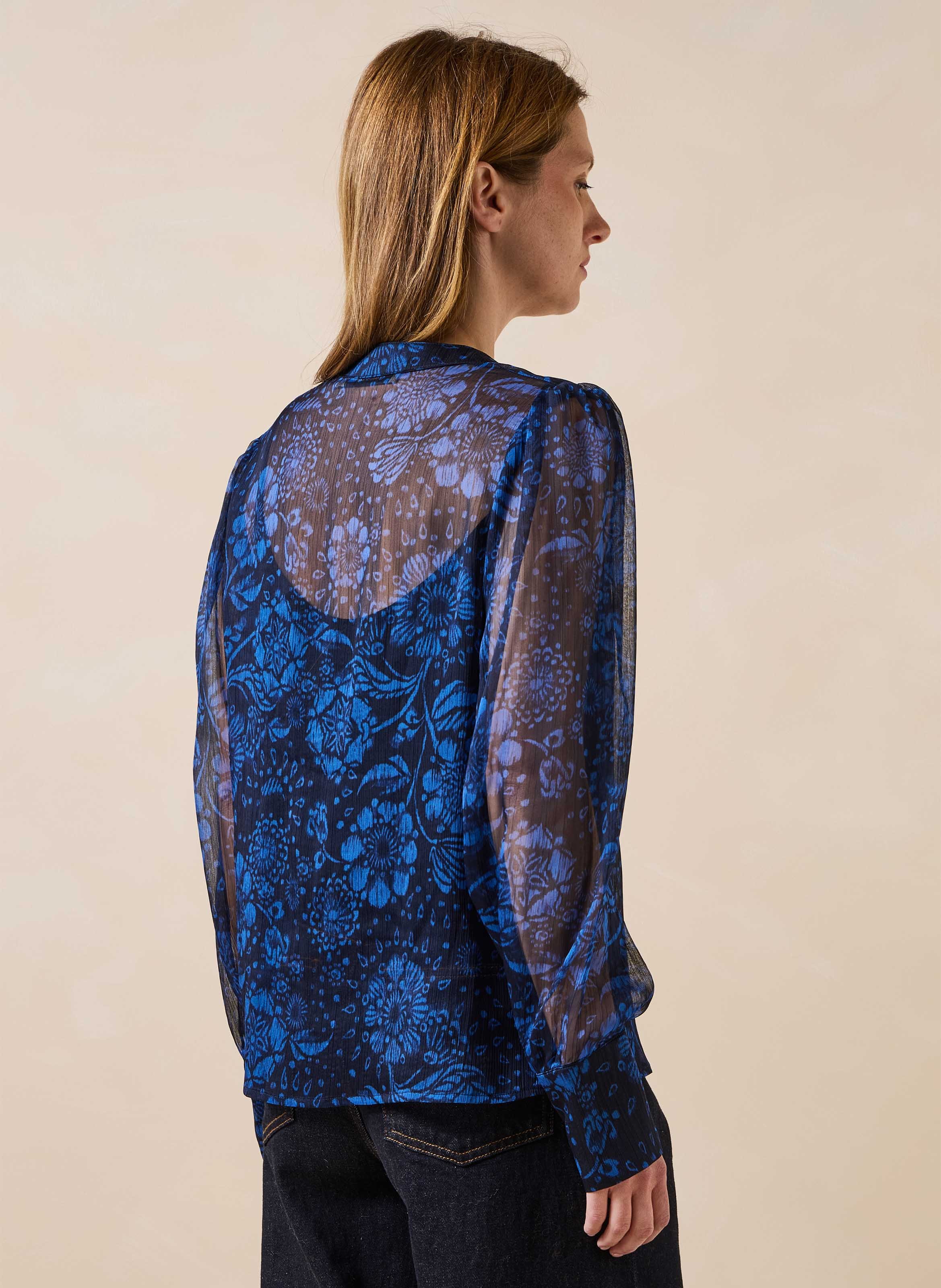 Ruimvallende top met bloemenprint LA FEE MARABOUTEE Blauw