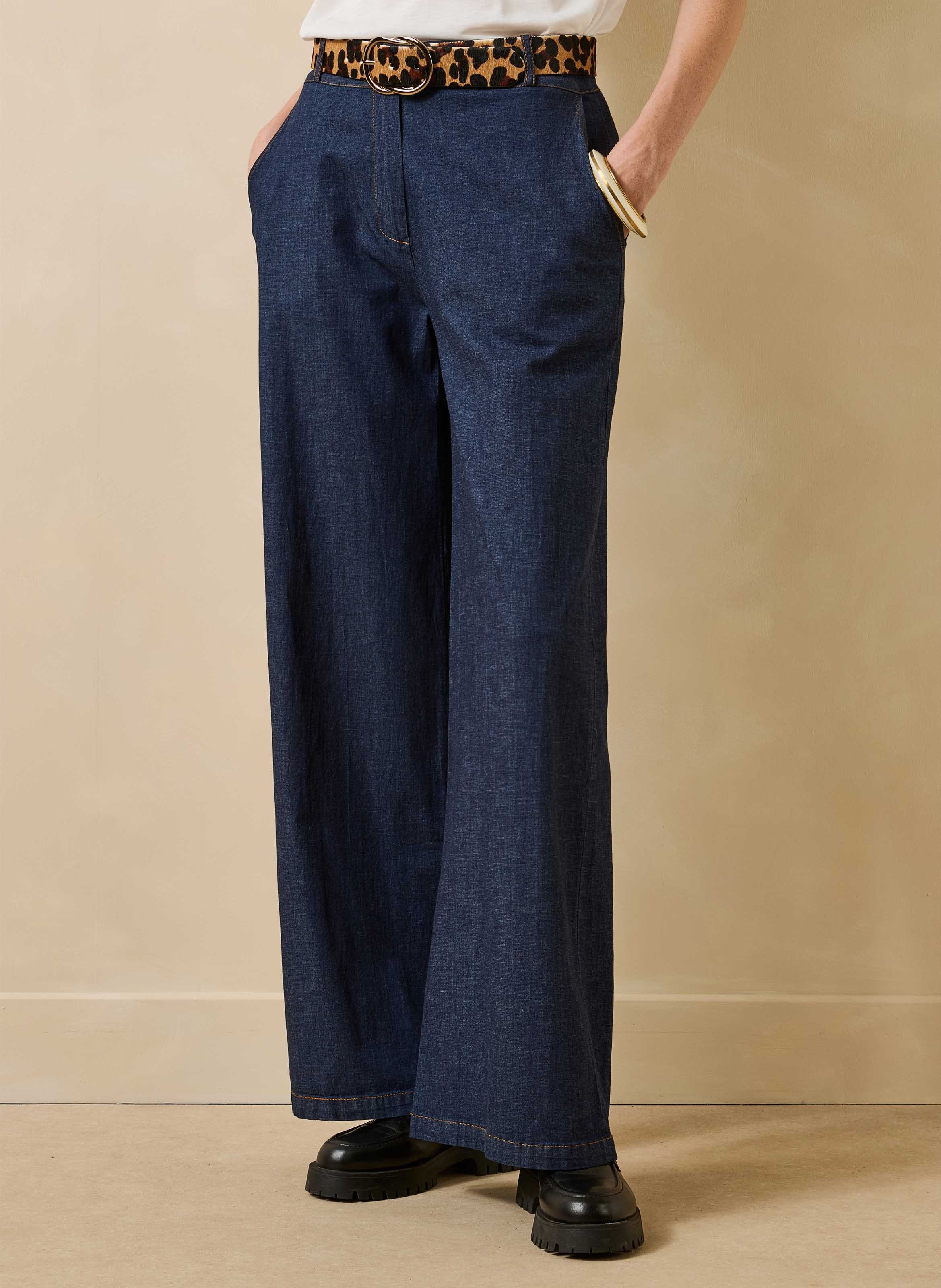 Hoge taille flared jeans van katoenmix LA FEE MARABOUTEE Blauw