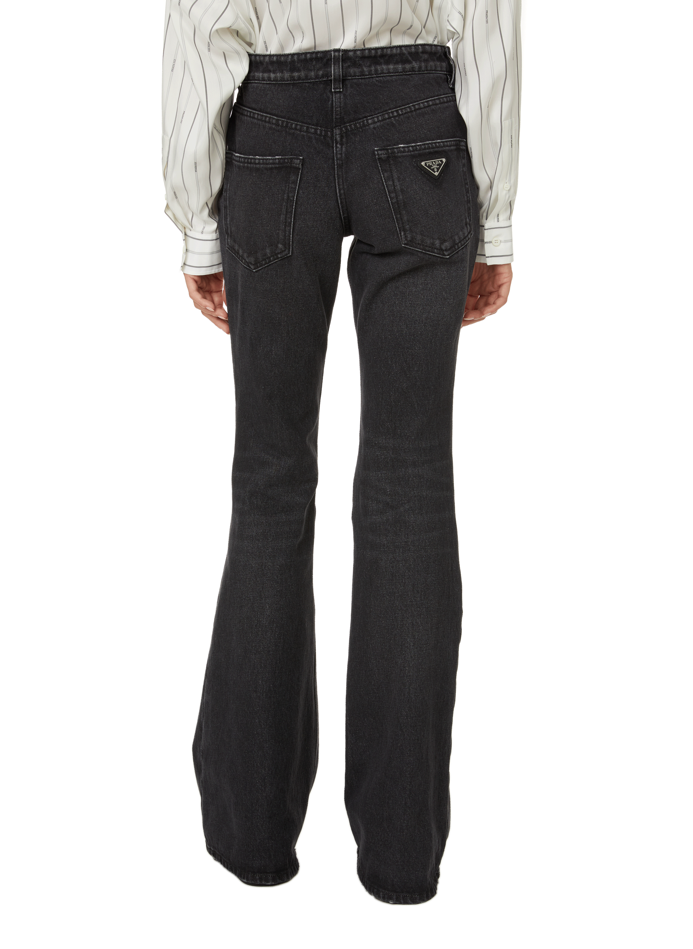 Flared cotton denim jeans PRADA Black