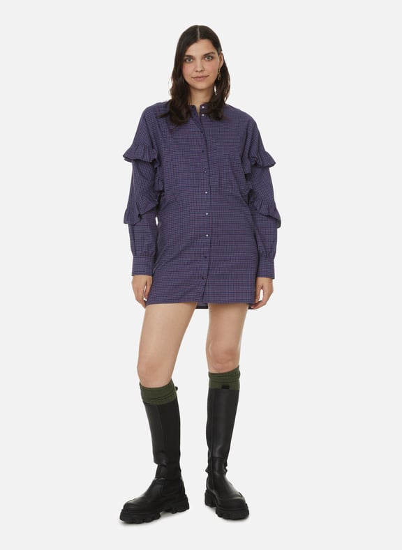 Isaac cotton flannel check dress Blue by ROSEANNA ROSEANNA Isaac cotton flannel check dress Blue