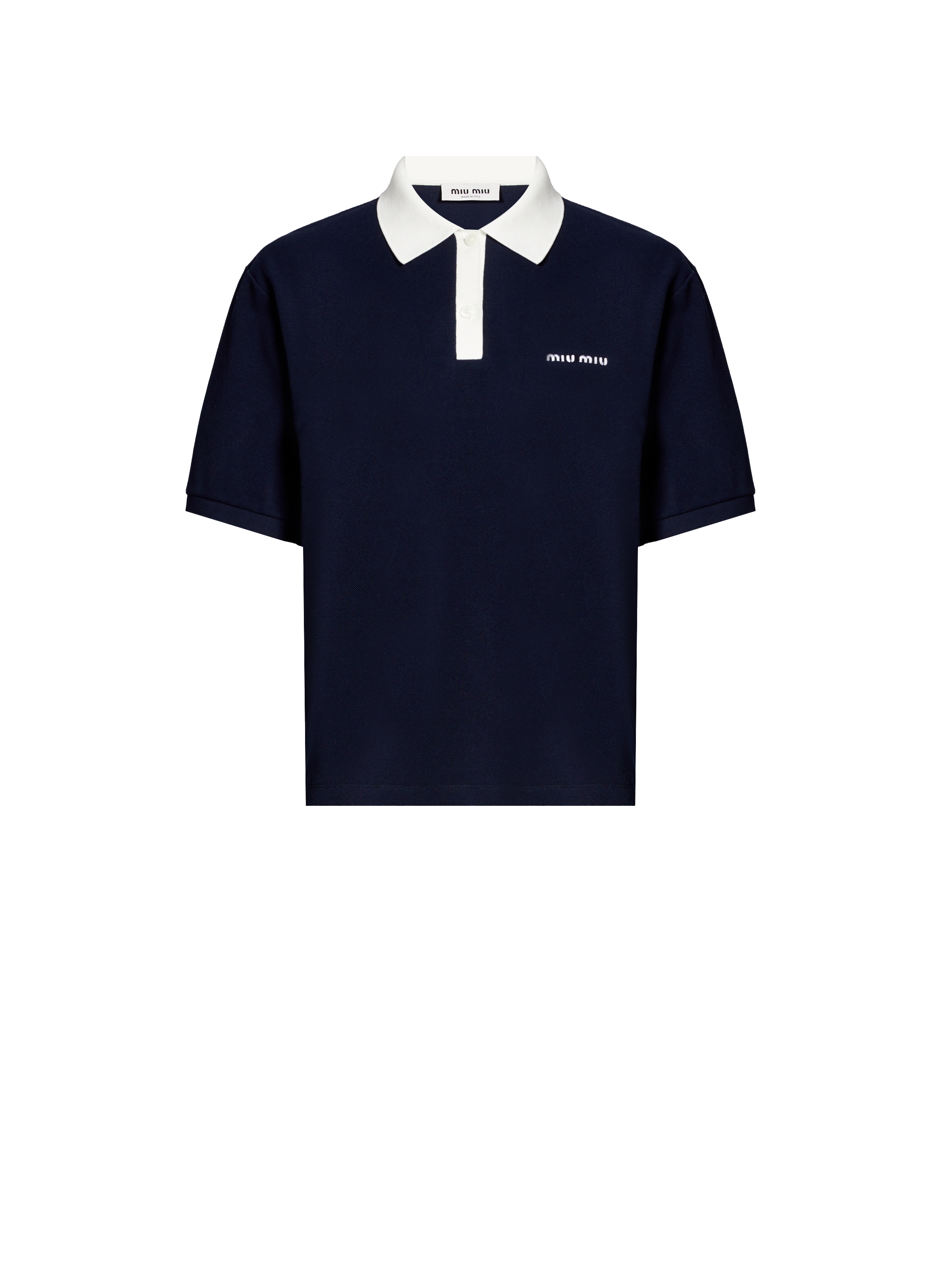 Polo en piqué de coton MIU MIU Bleu