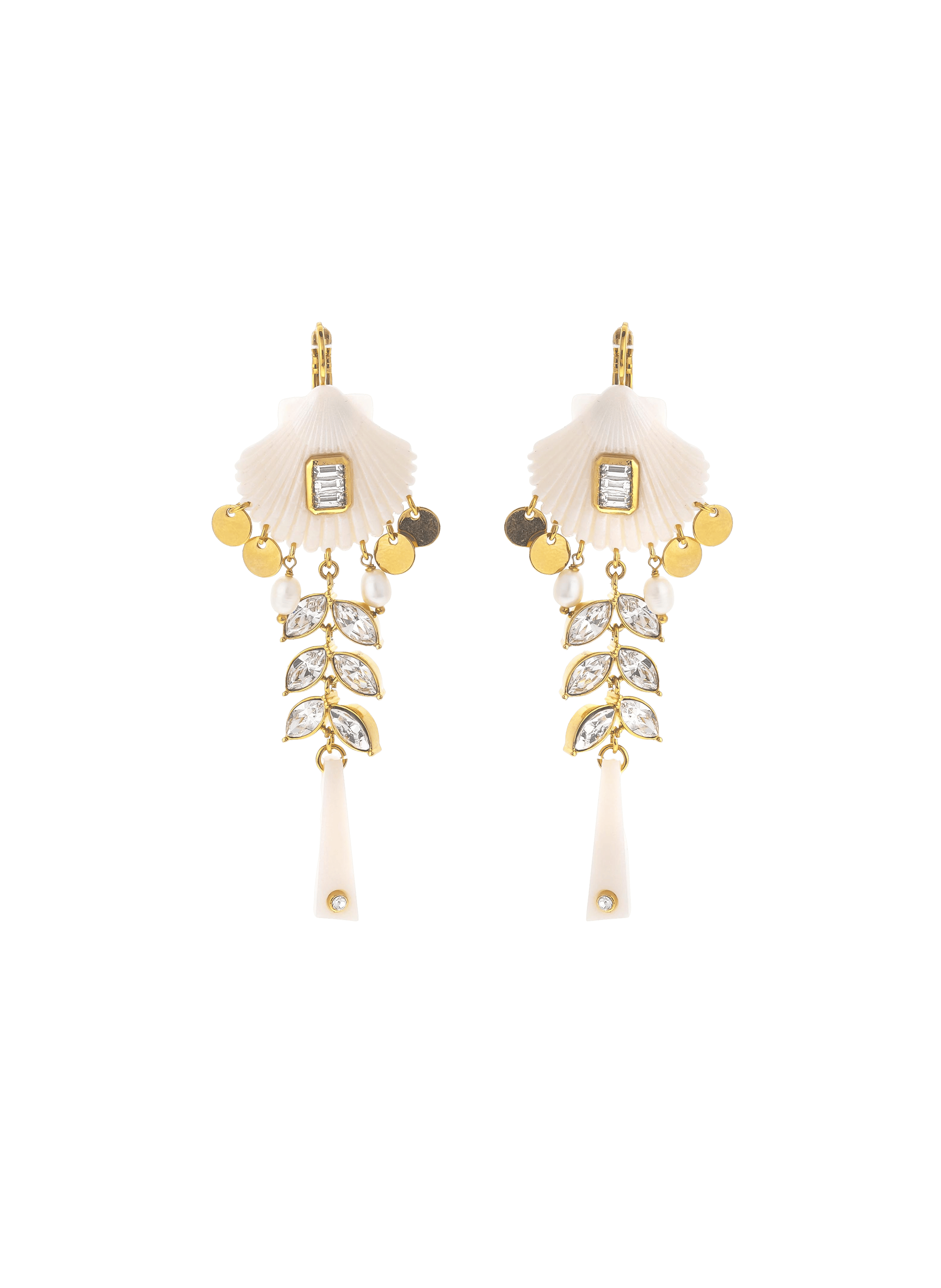Boucles d'oreilles pendantes pour oreilles percées avec perles coralie HIPANEMA Blanc