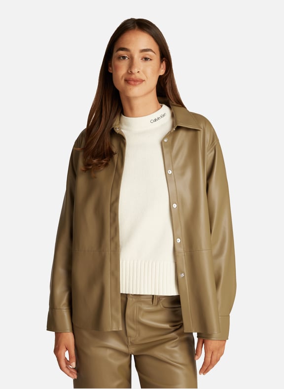Faux leather shirt Green by CALVIN KLEIN CALVIN KLEIN Faux leather shirt Green