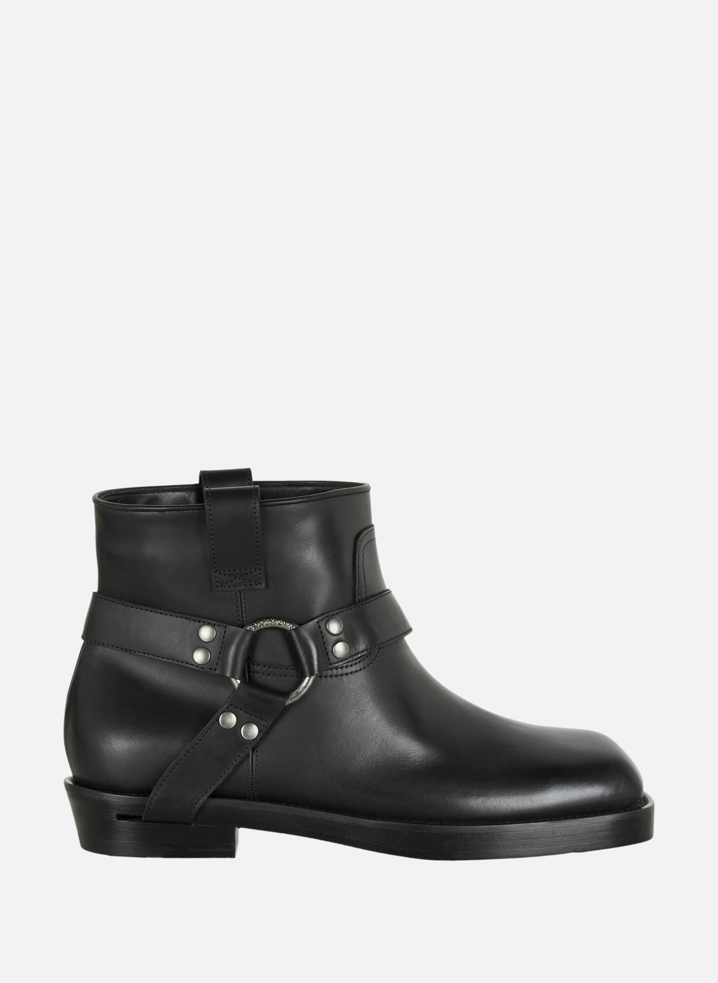Bottines biker en cuir de veau BALMAIN Noir