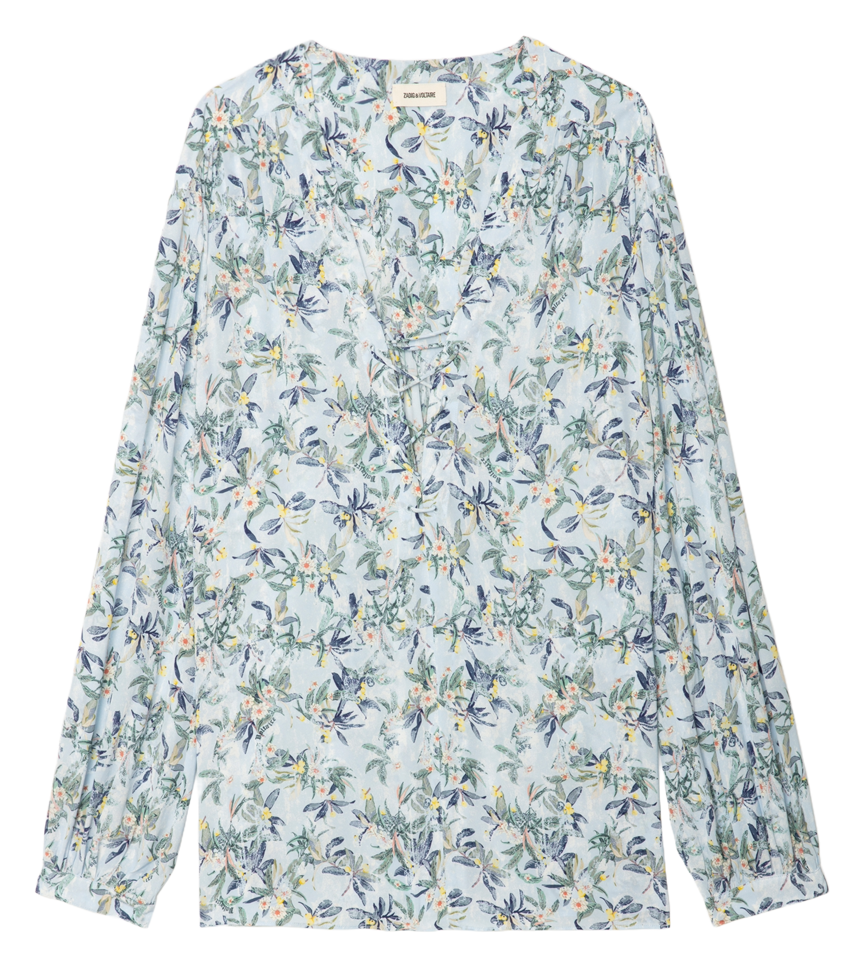 Top col v imprimé en soie tamela ZADIG&VOLTAIRE Bleu