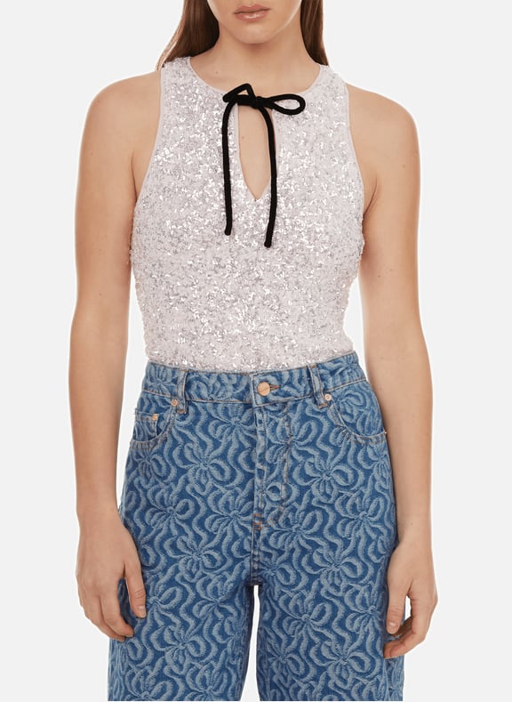 Top à sequins Violet by GANNI GANNI Top à sequins Violet