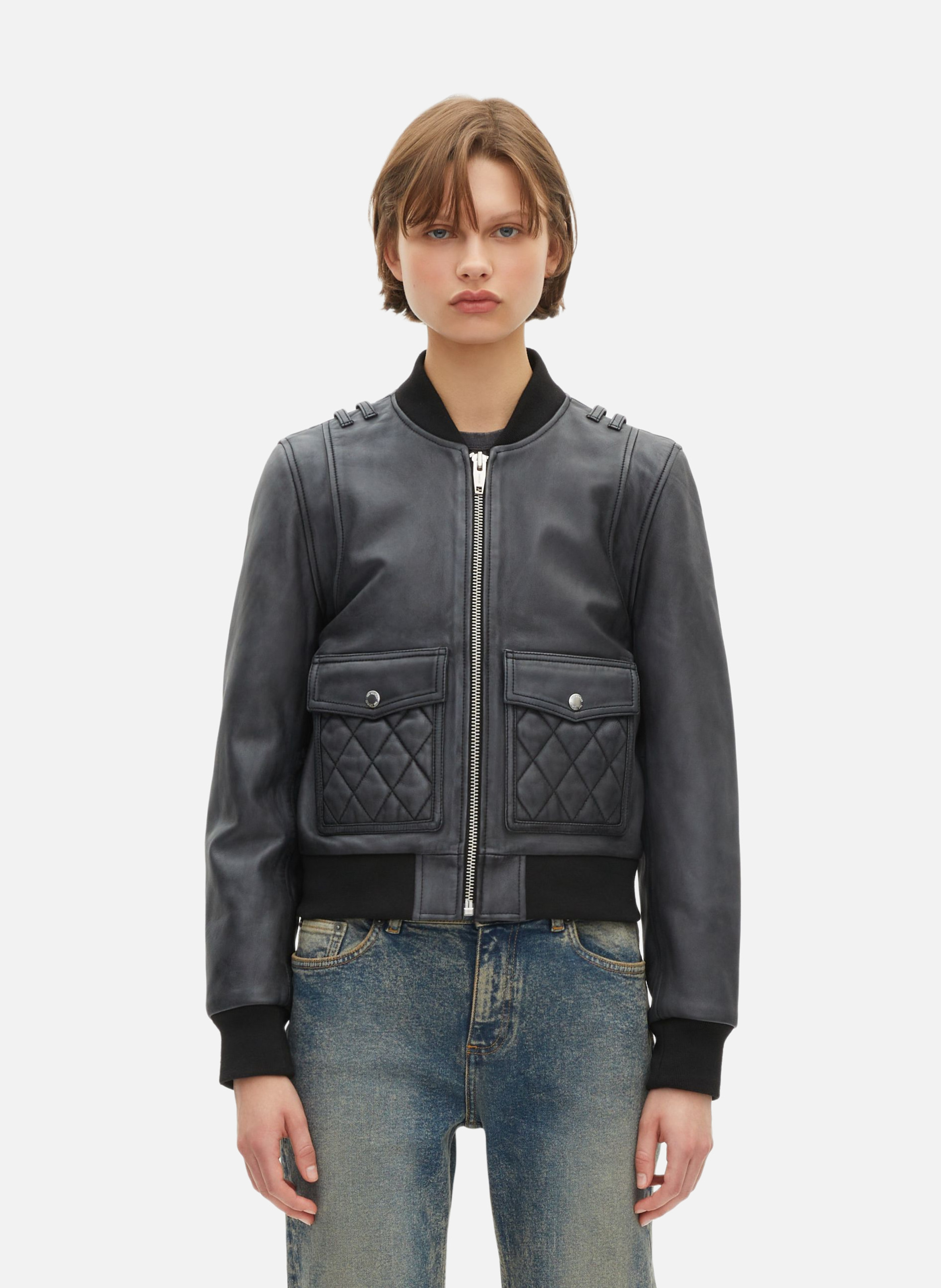 Blouson en cuir THE KOOPLES Noir