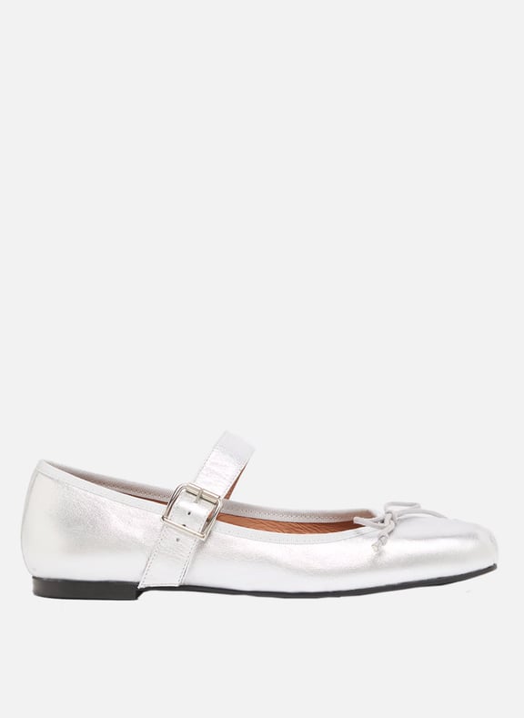Ballerines en cuir métallisé dominante Argent by JONAK JONAK Ballerines en cuir métallisé dominante Argent