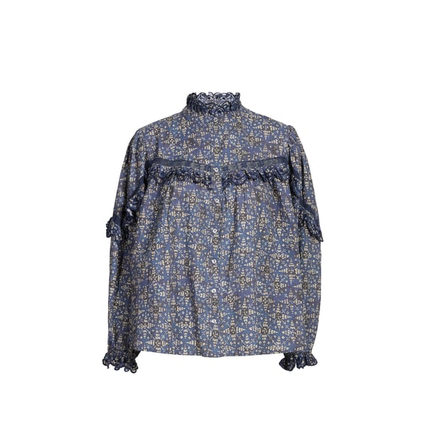 Chemise col victorien imprimée en coton Chemise col victorien imprimée en coton