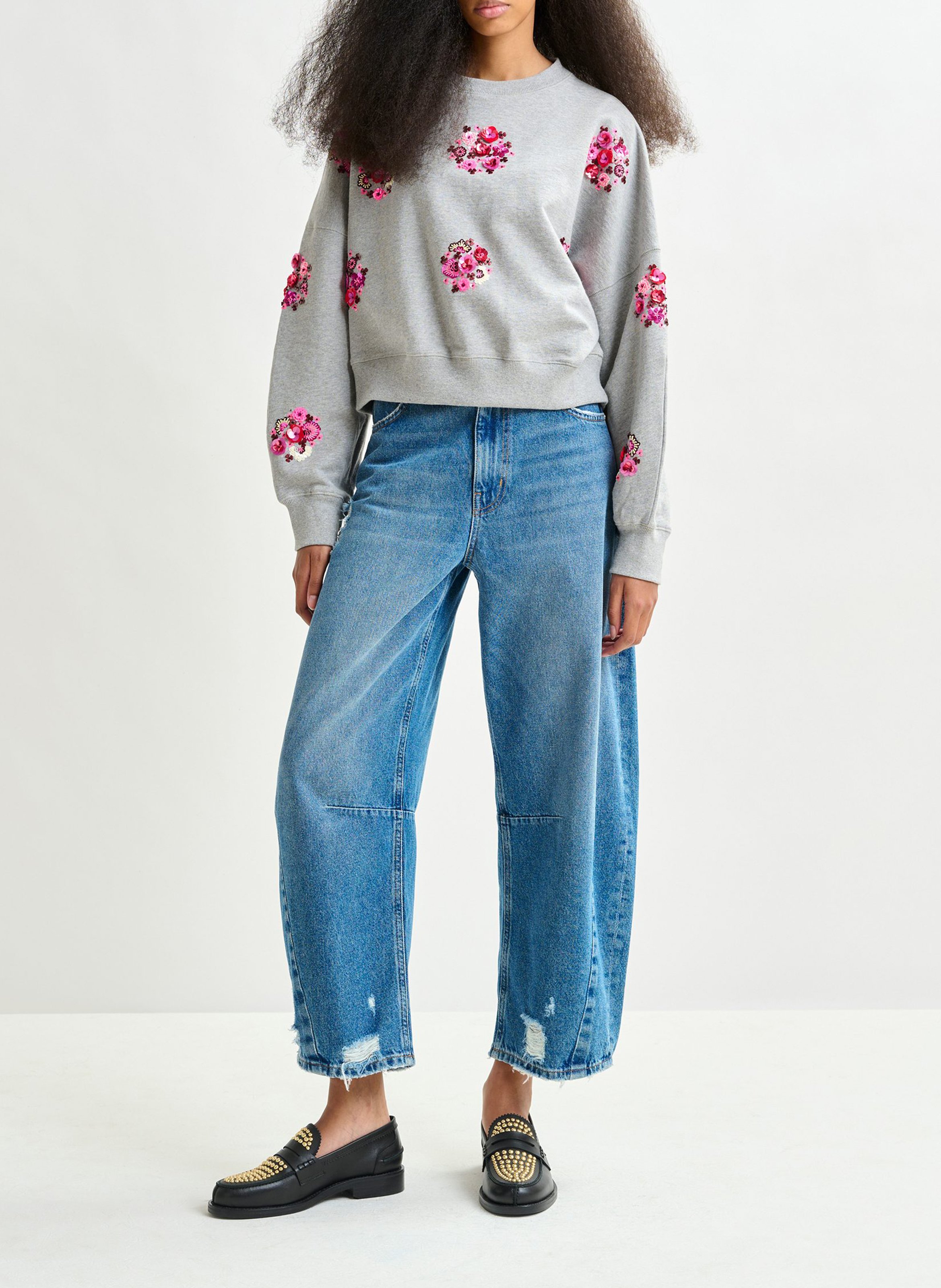 Sweat col rond en coton itro ESSENTIEL ANTWERP Gris