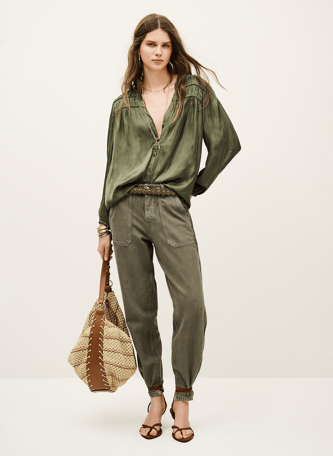 Chemise col v cessia BA&SH Kaki