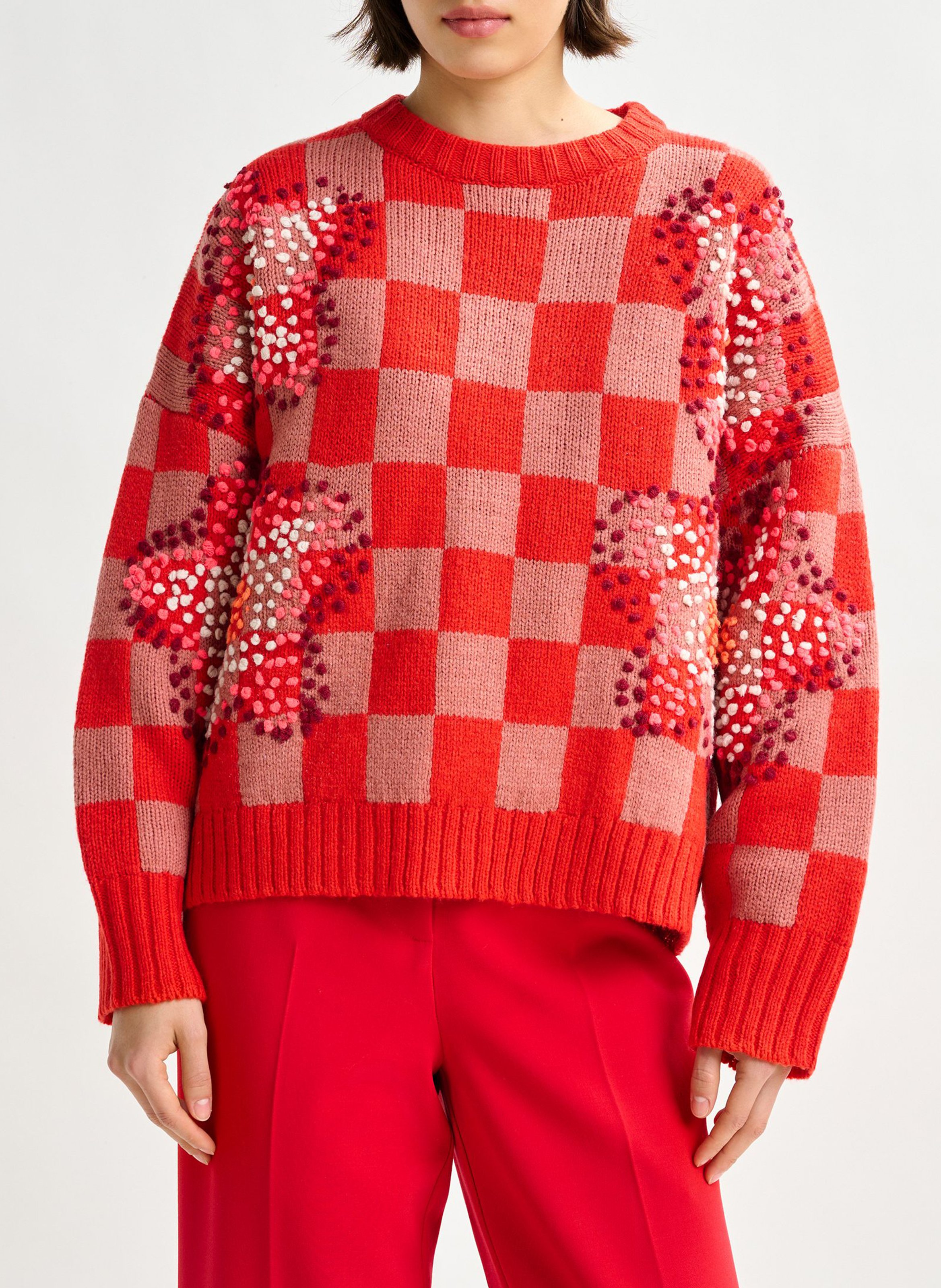 Pull droit col rond en laine mélangée inter ESSENTIEL ANTWERP Rouge