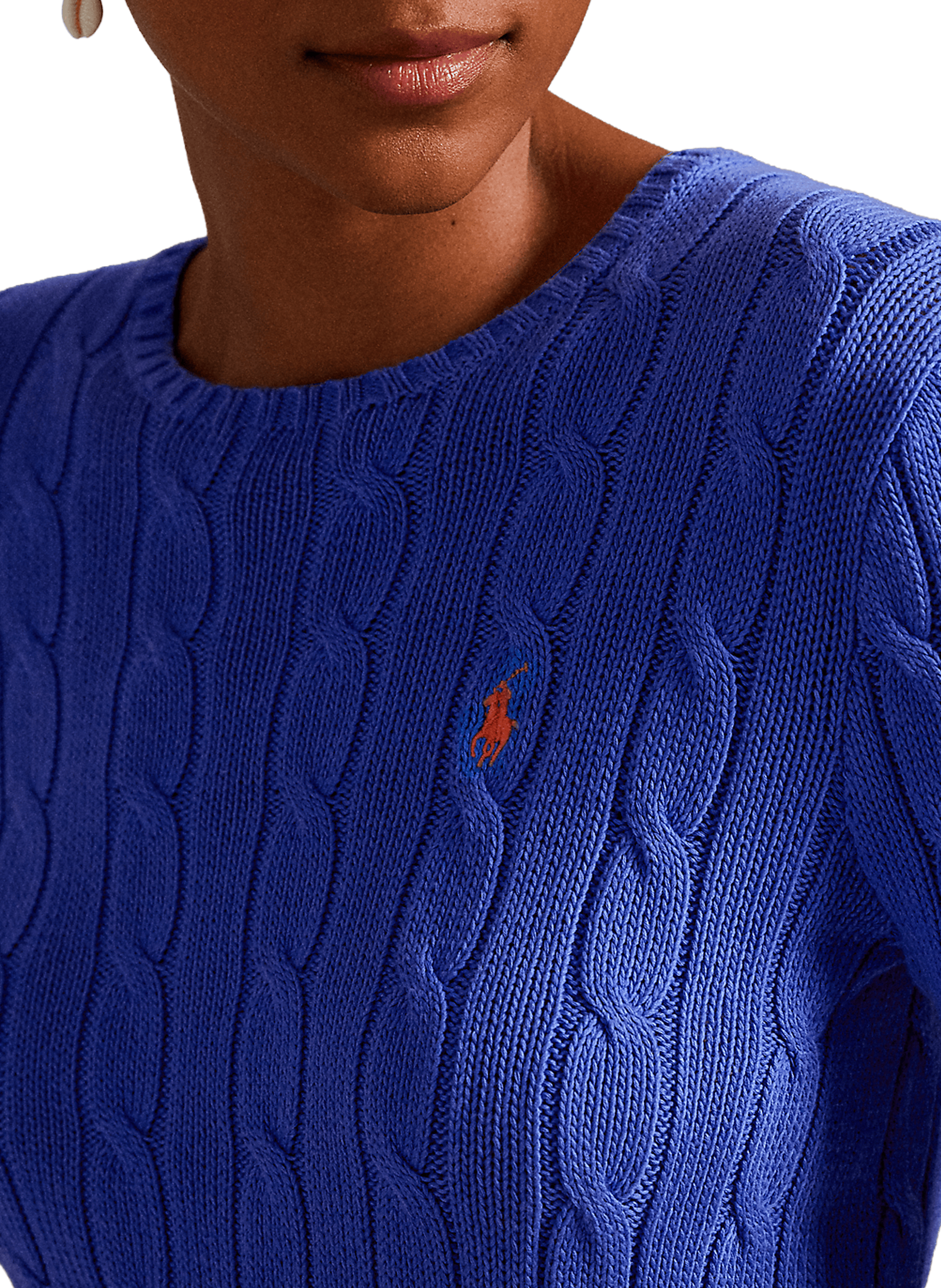 Pull col rond en coton POLO RALPH LAUREN Bleu