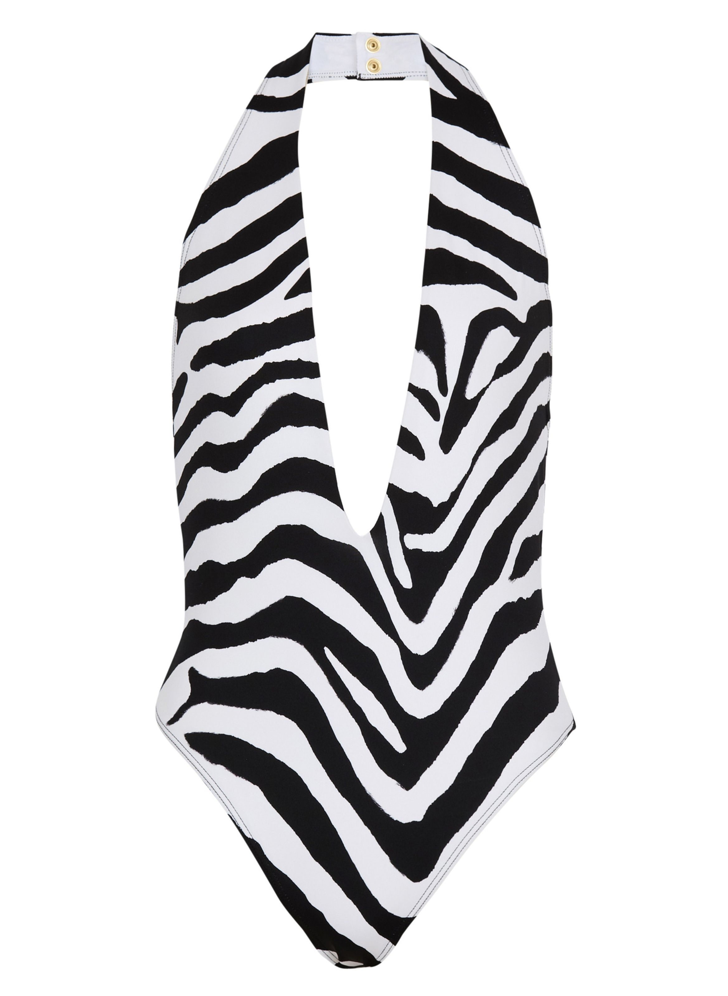 Maillot de bain 1 pièce zébré BALMAIN Noir