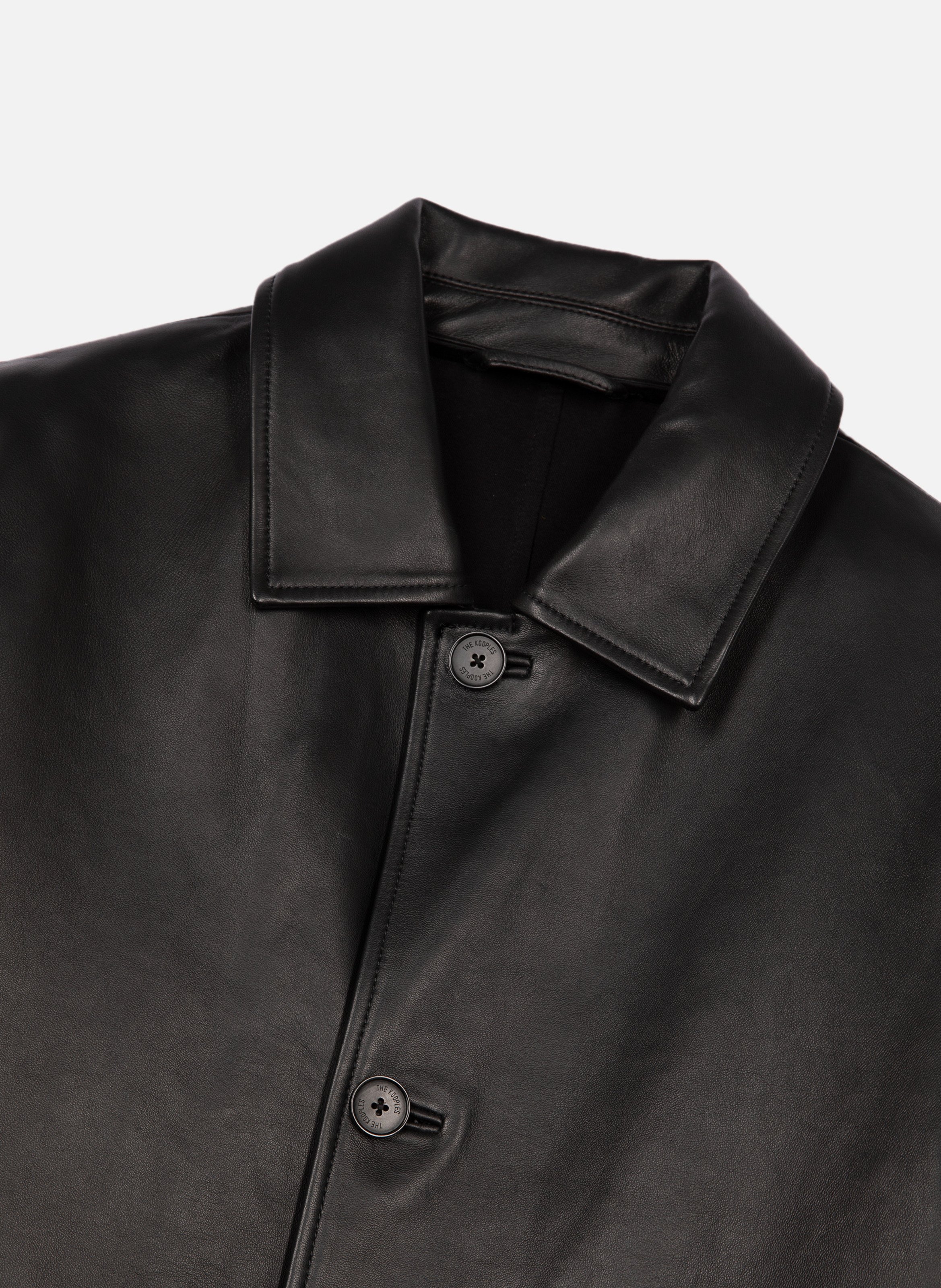 Manteau mi-long en cuir THE KOOPLES Noir