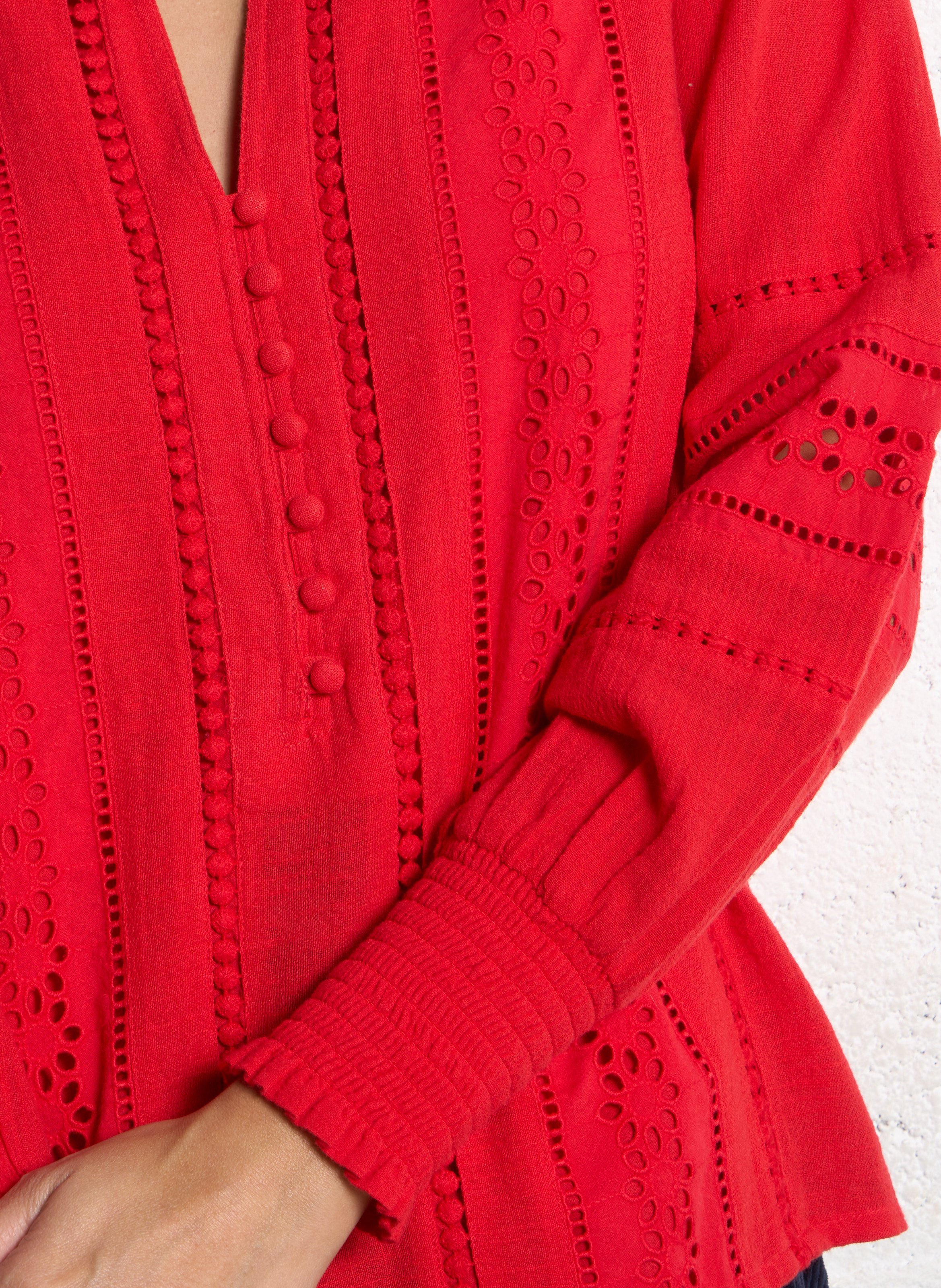 Blouse col v en coton baila MAISON 123 Rouge