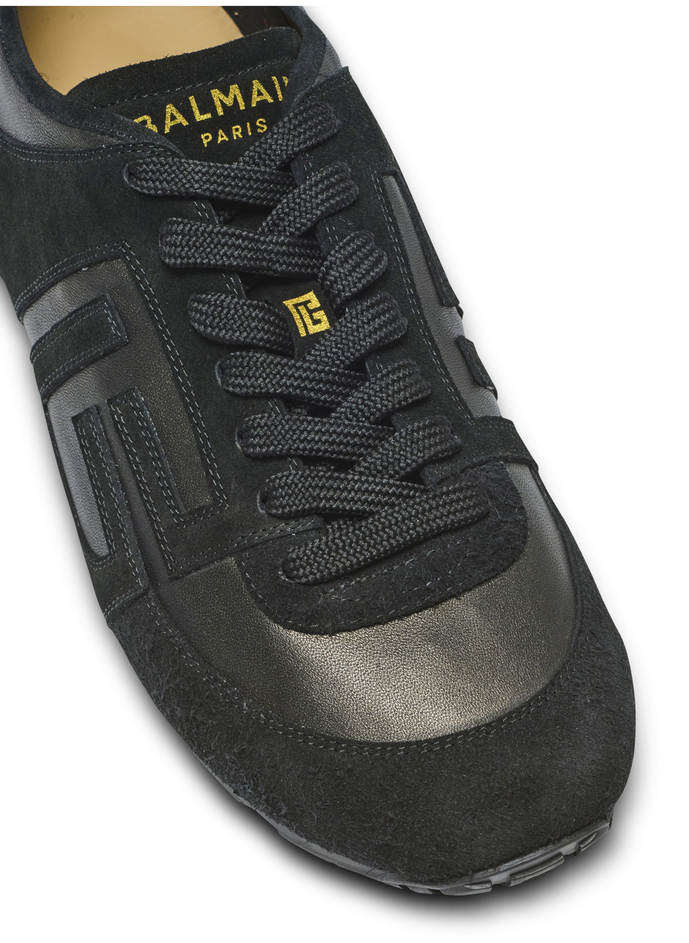 Baskets racer 45 en daim et agneau BALMAIN Noir