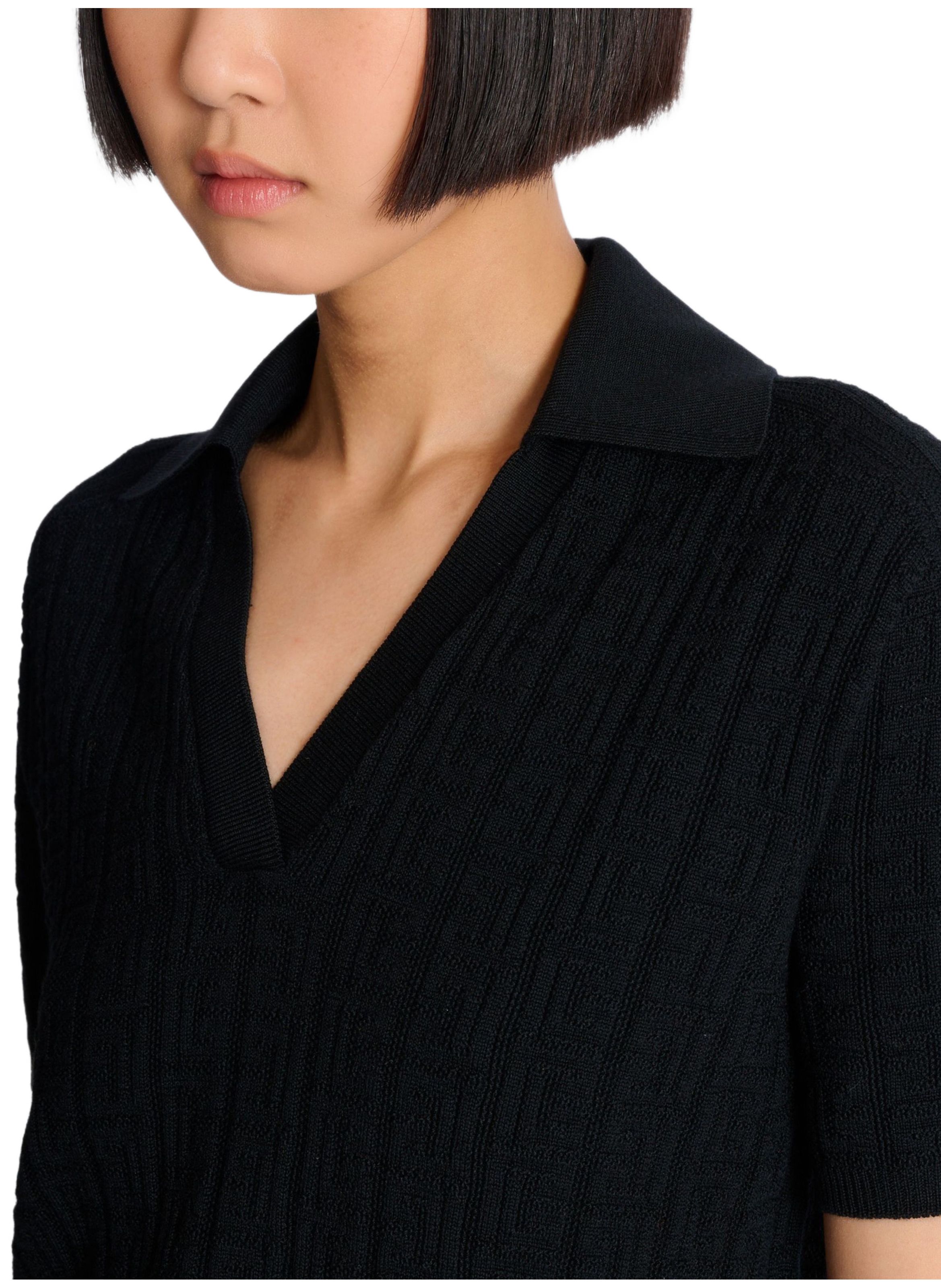 Polo en maille monogramme BALMAIN Noir