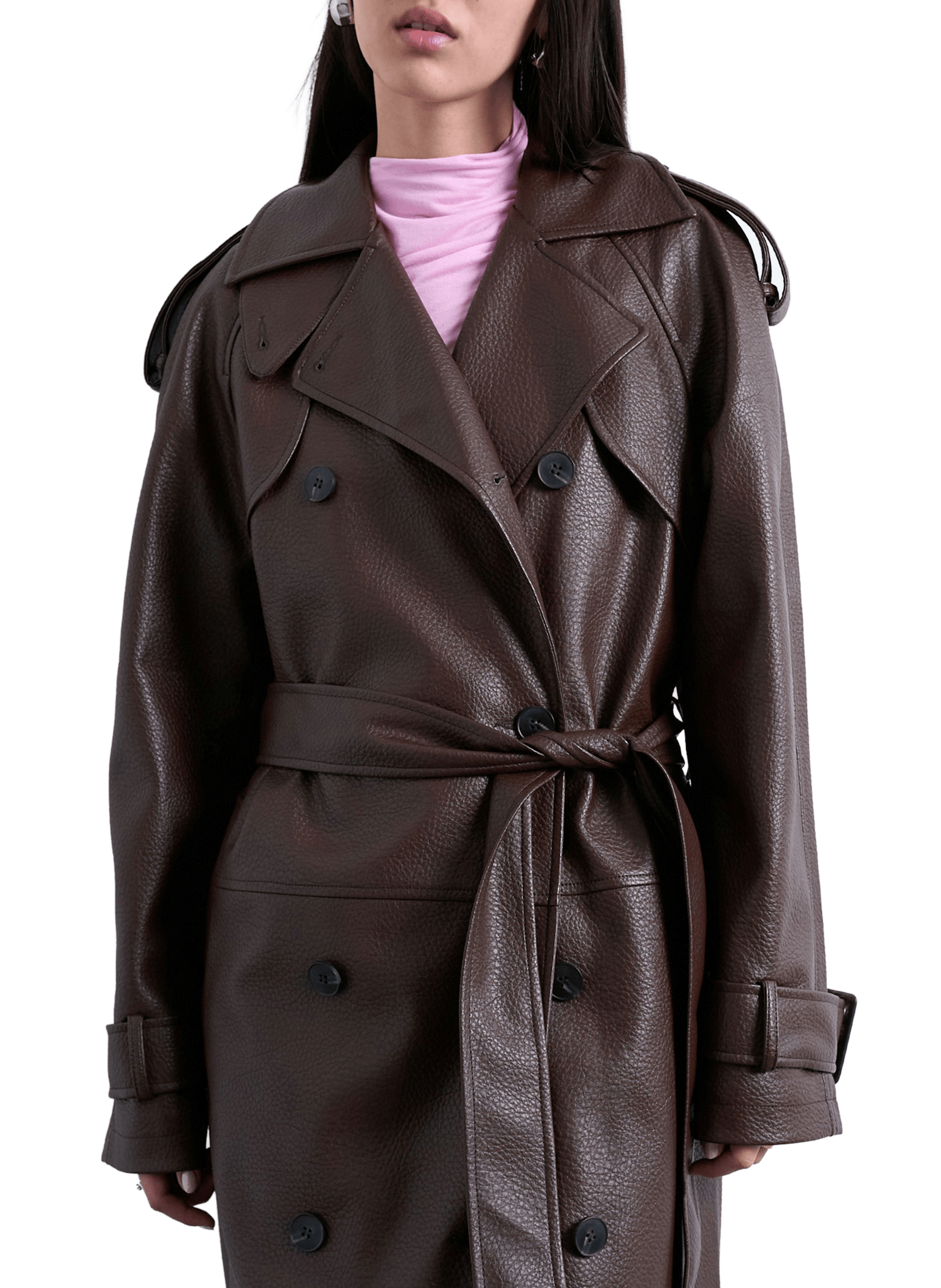Grained straight trench coat TOPSHOP Brown