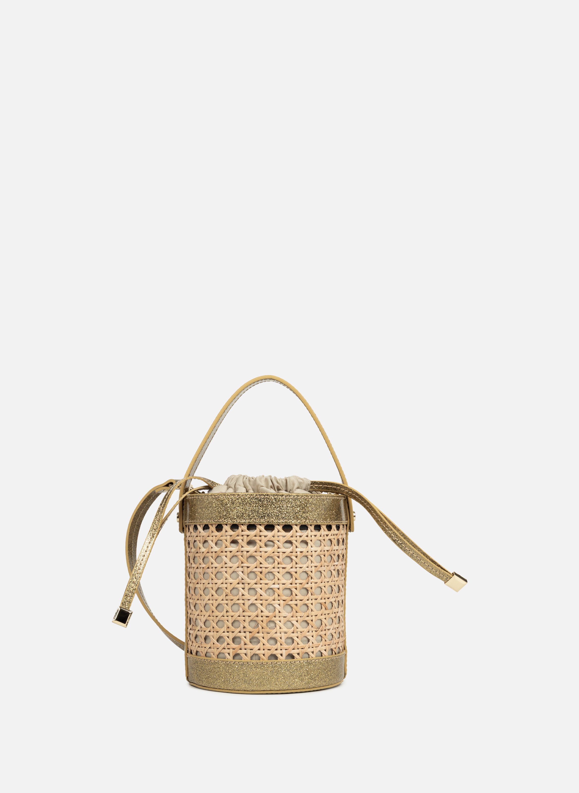 Petit sac seau - cannage rotin LANCASTER Doré